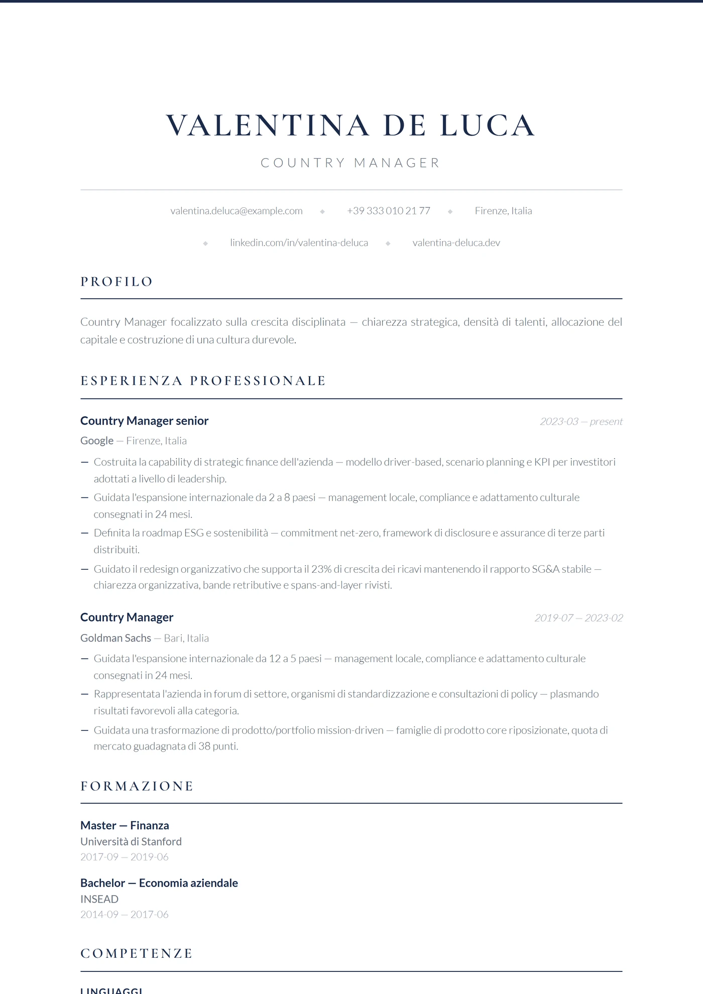 Corporate — Modelli di CV