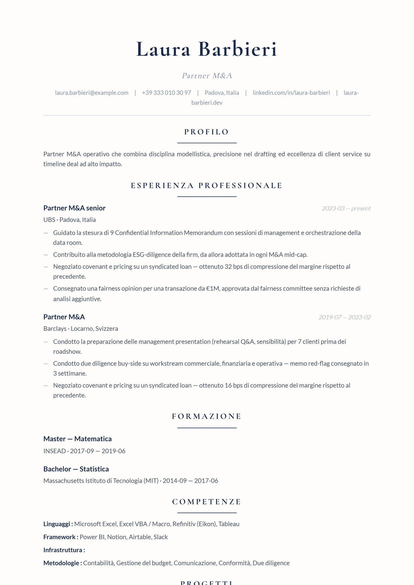 Serif Elegante — Modelli di CV