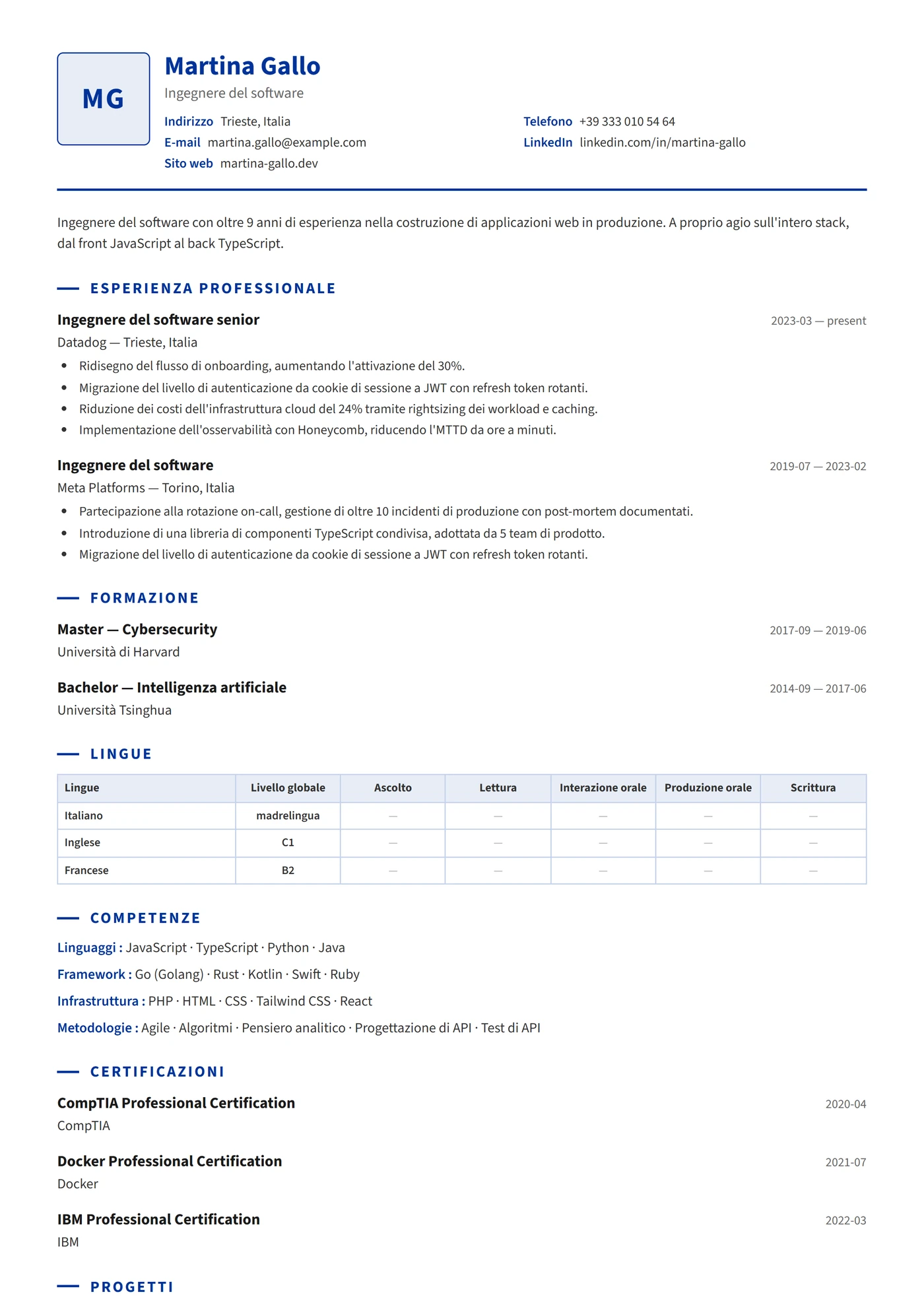Europass Compact — Modelli di CV