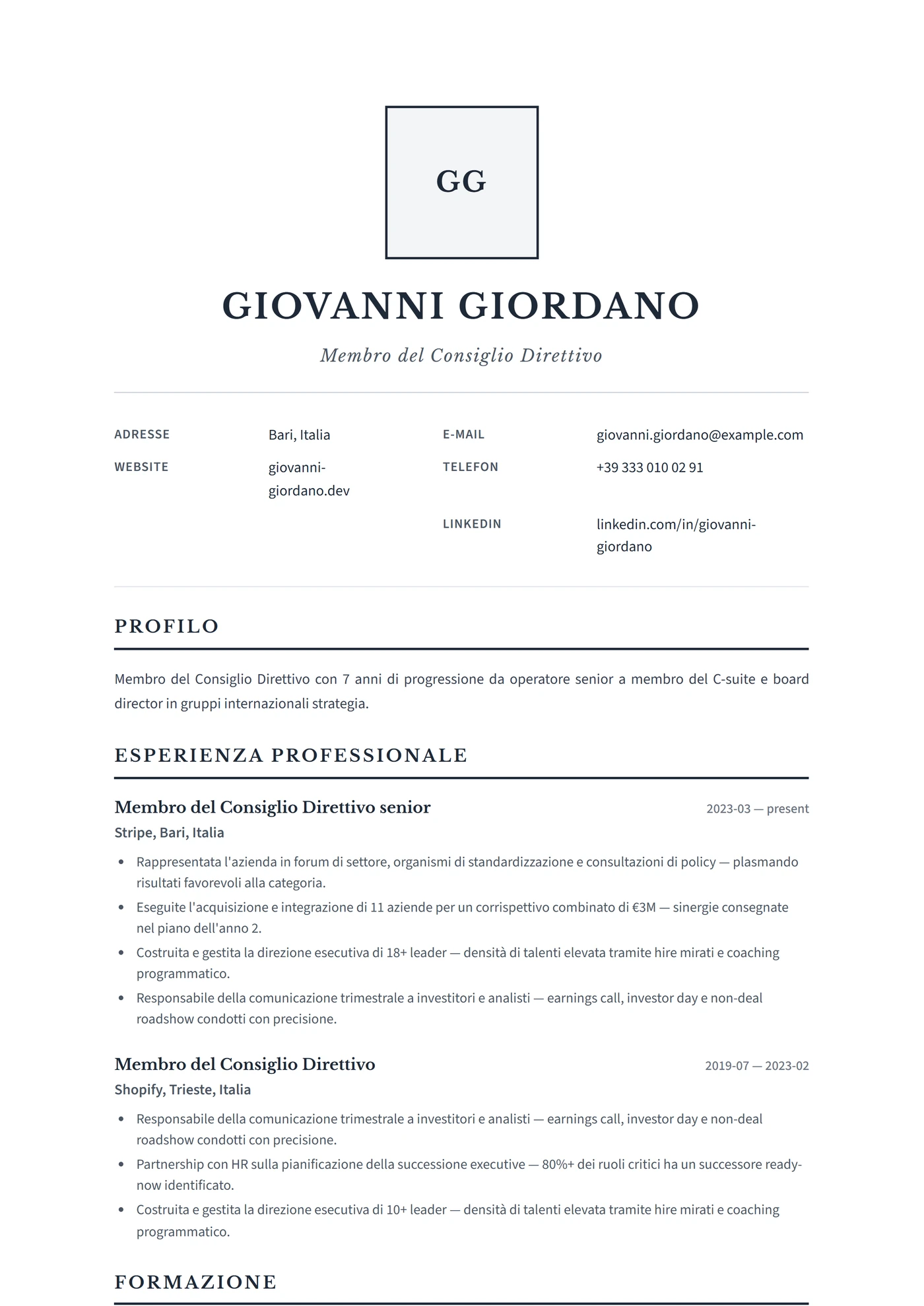 Germania Executive — Modelli di CV