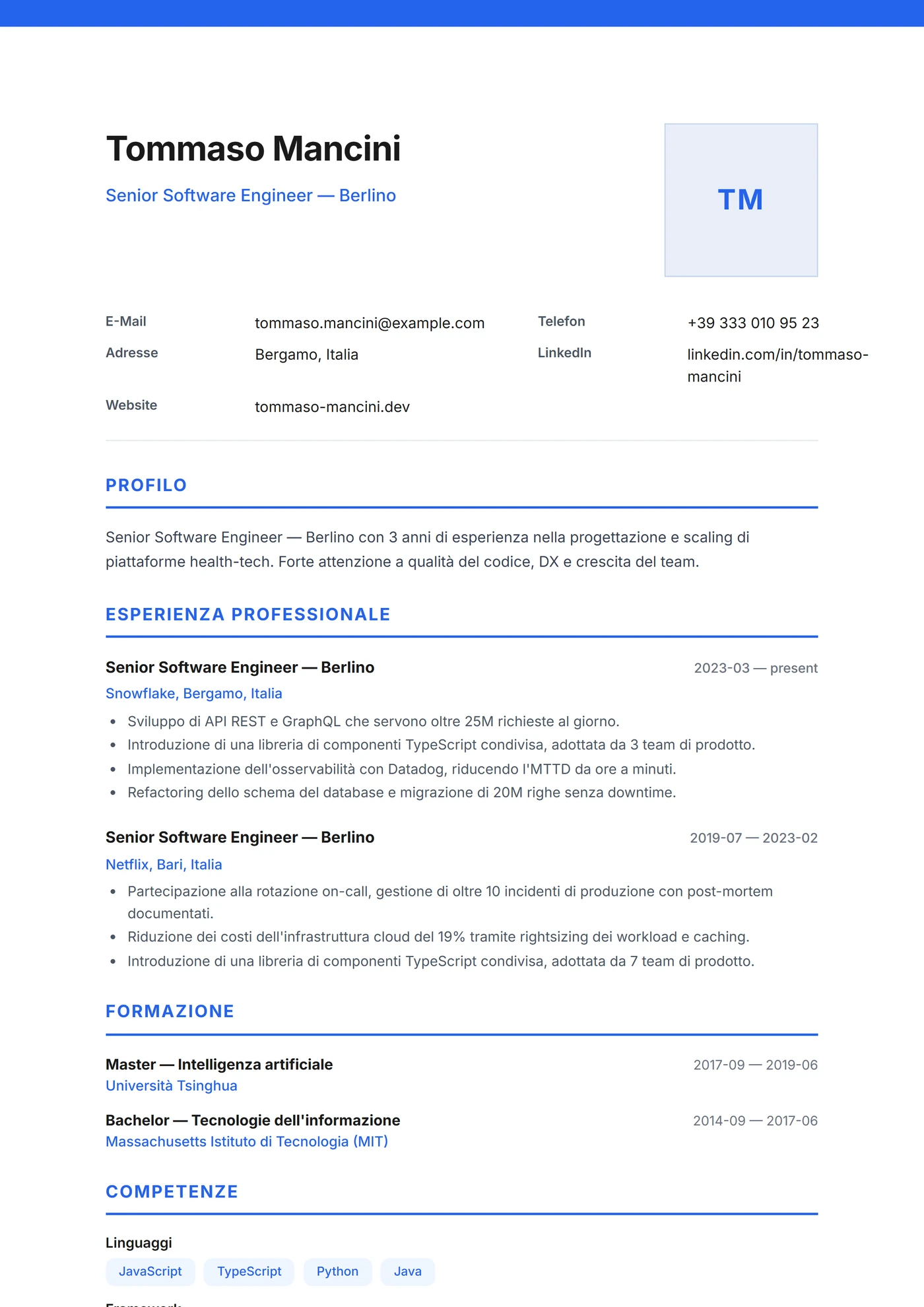 Germania Moderno — Modelli di CV