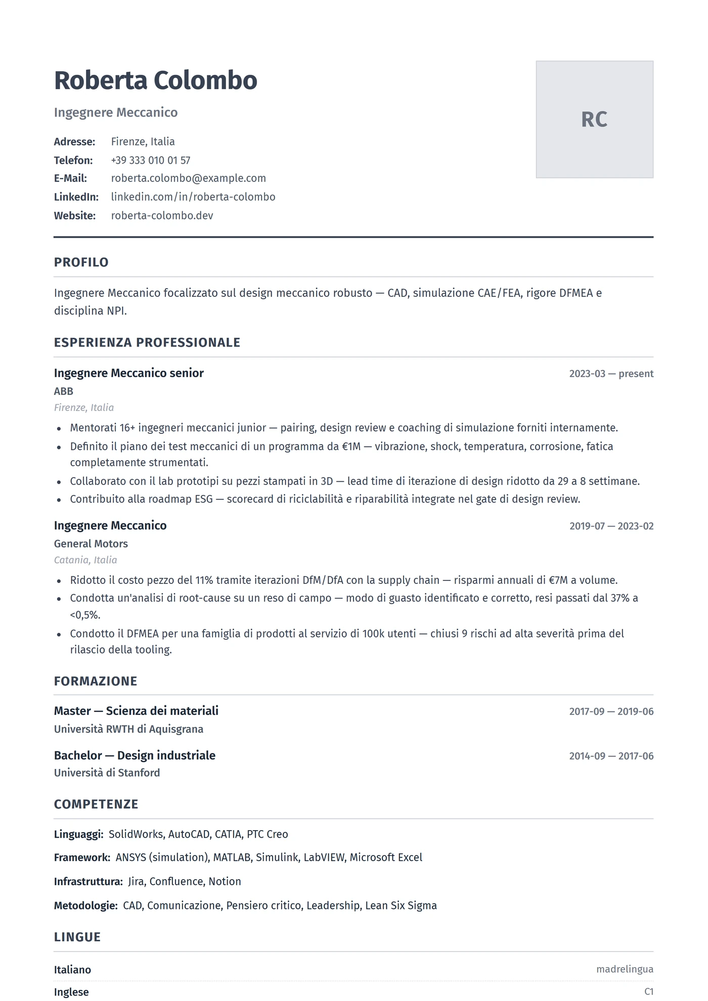 Germania — Modelli di CV