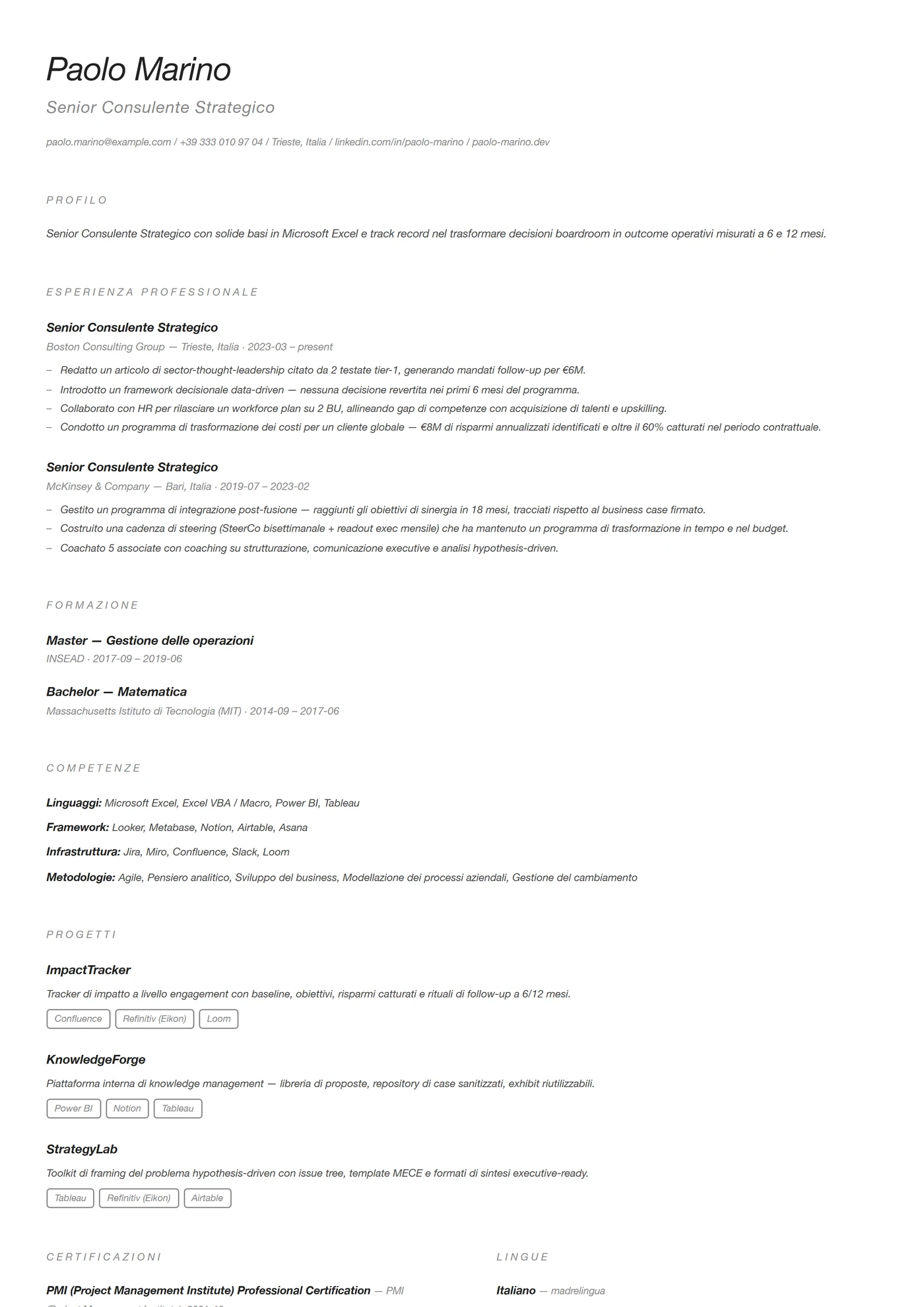 Minimal — Modelli di CV