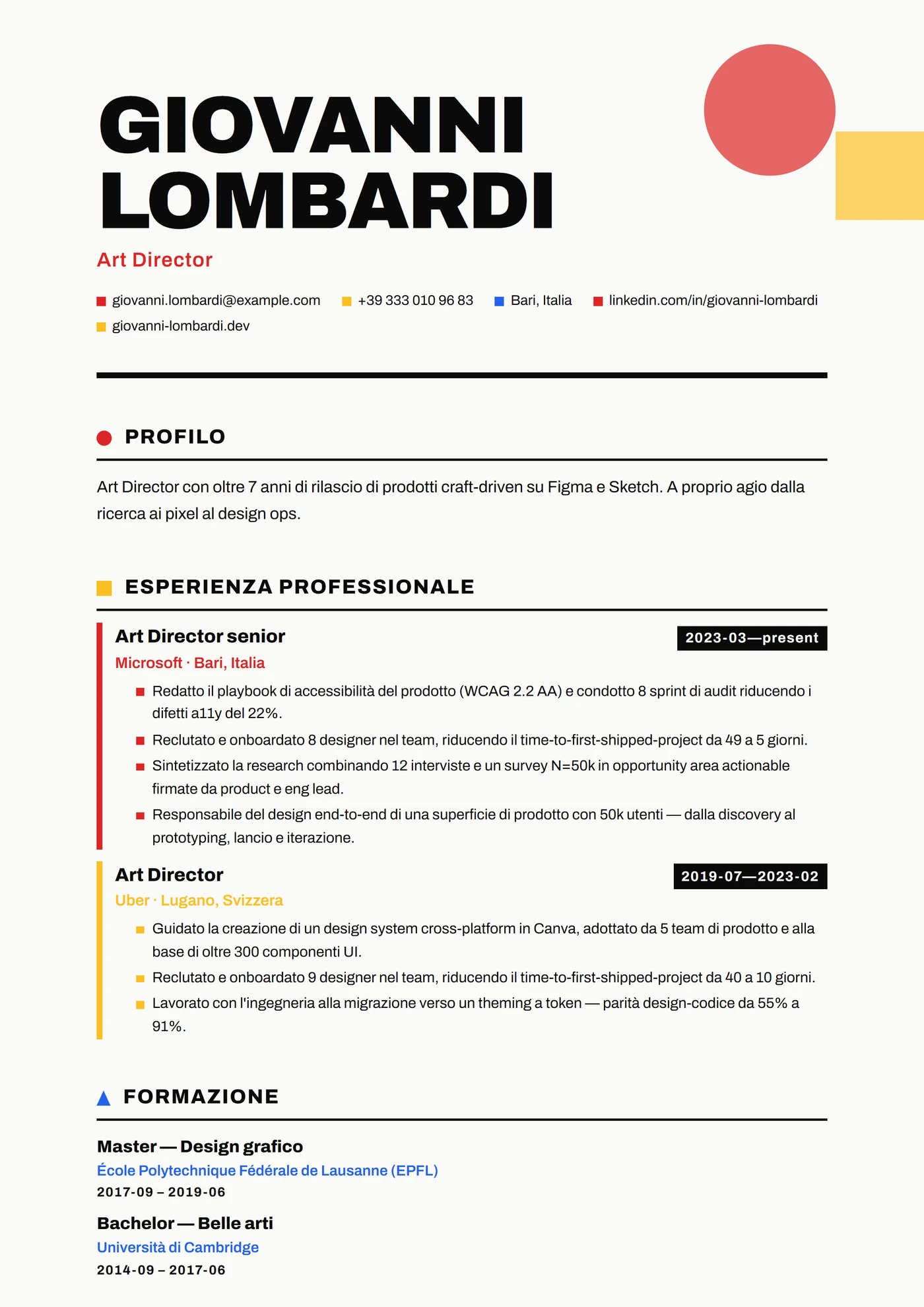 Moderno Bauhaus — Modelli di CV