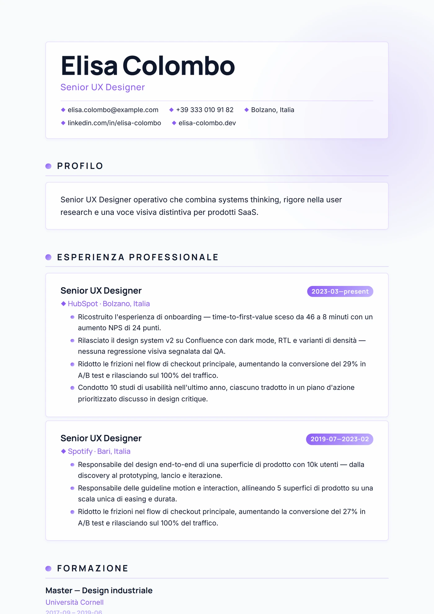 Moderno Glass Morphism — Modelli di CV
