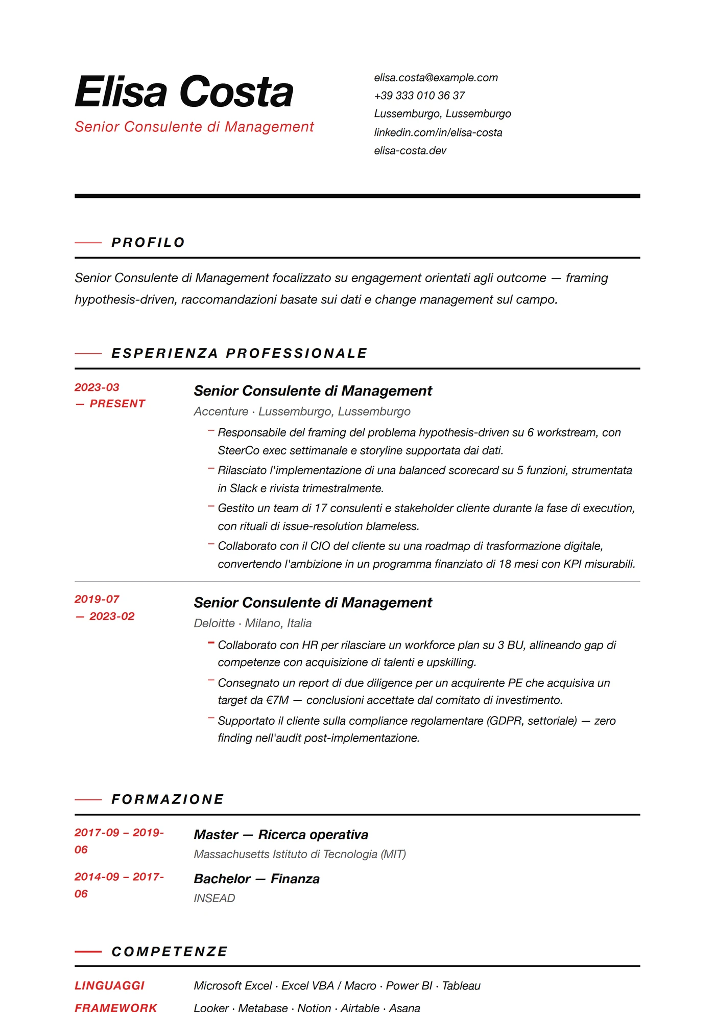Moderno Griglia Svizzera — Modelli di CV