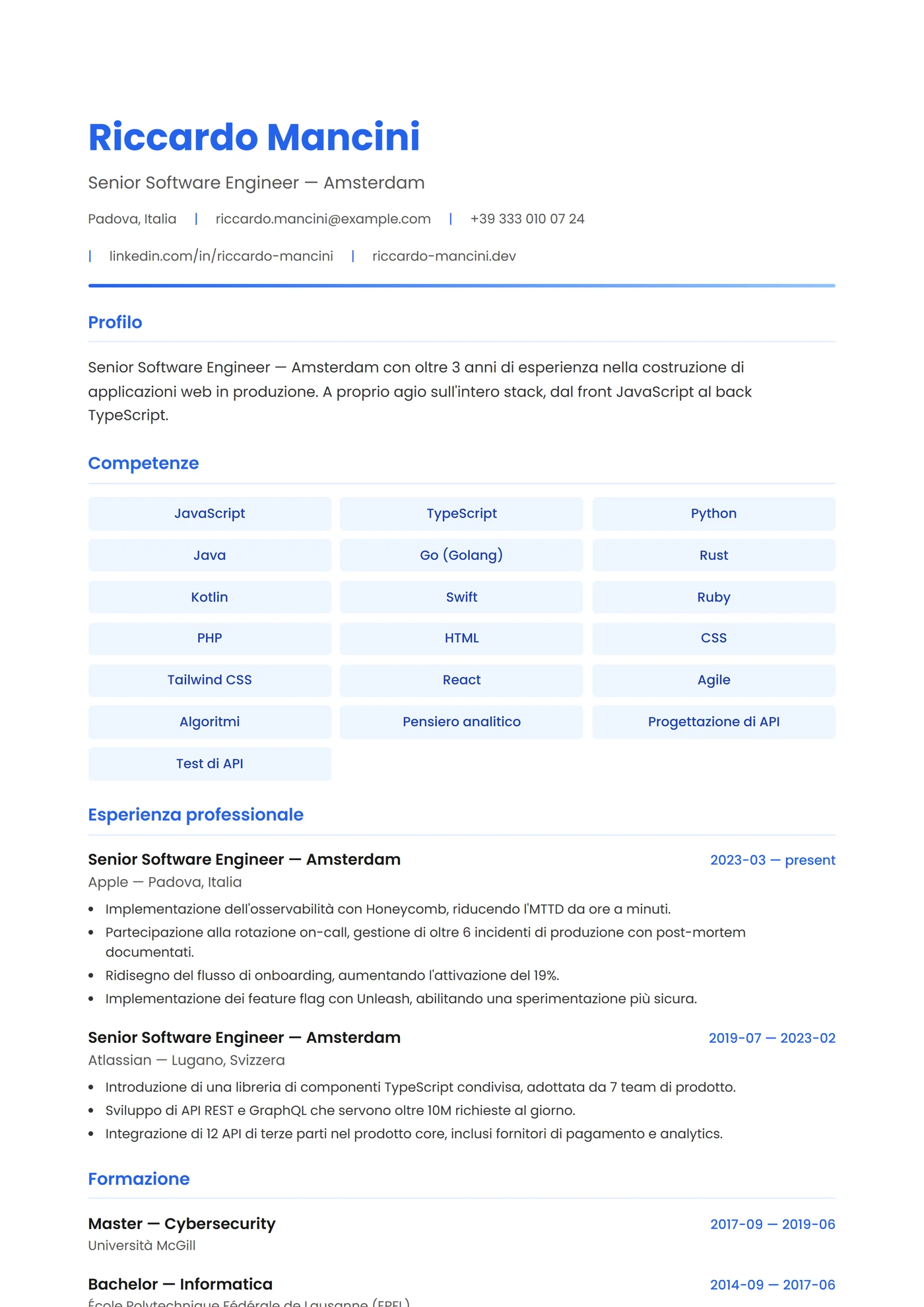 Paesi Bassi Moderno — Modelli di CV