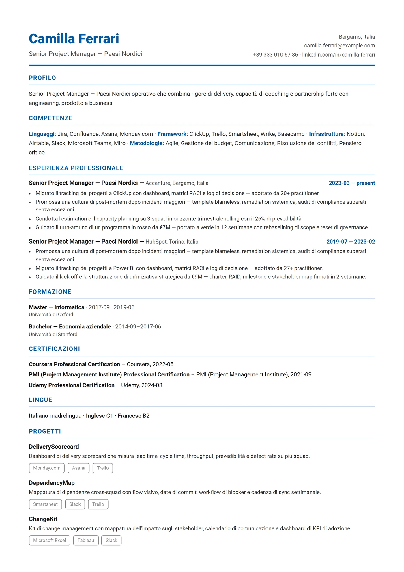 Scandinavia Compatto — Modelli di CV