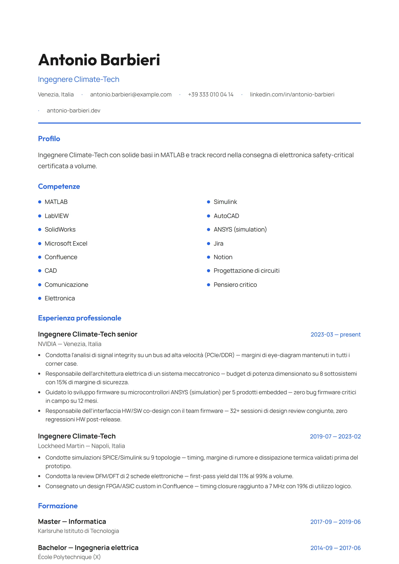 Scandinavia Moderno — Modelli di CV