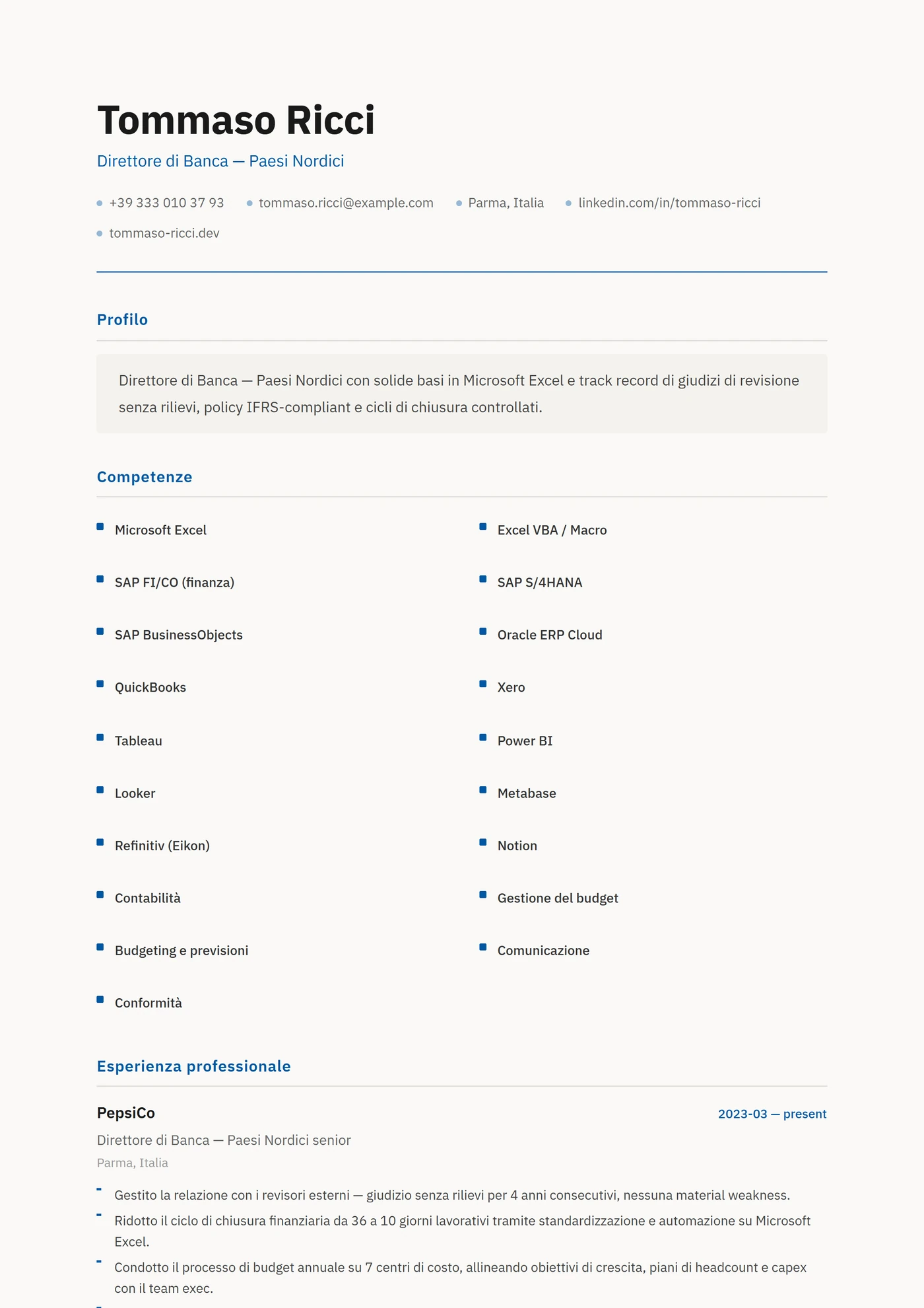 Scandinavia — Modelli di CV