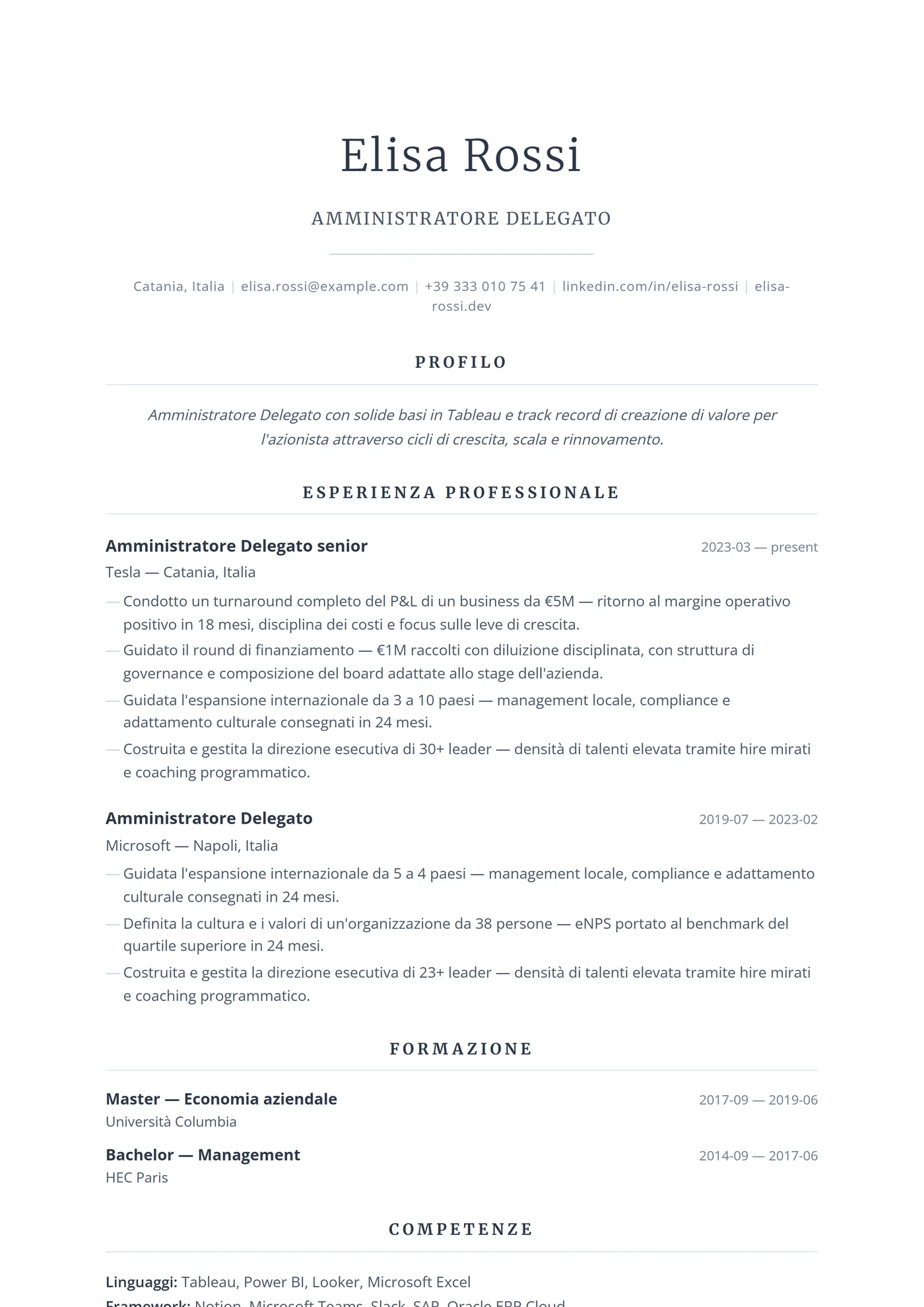 USA Executive — Modelli di CV