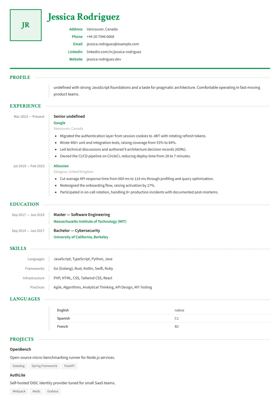 Italia — Plantillas de CV