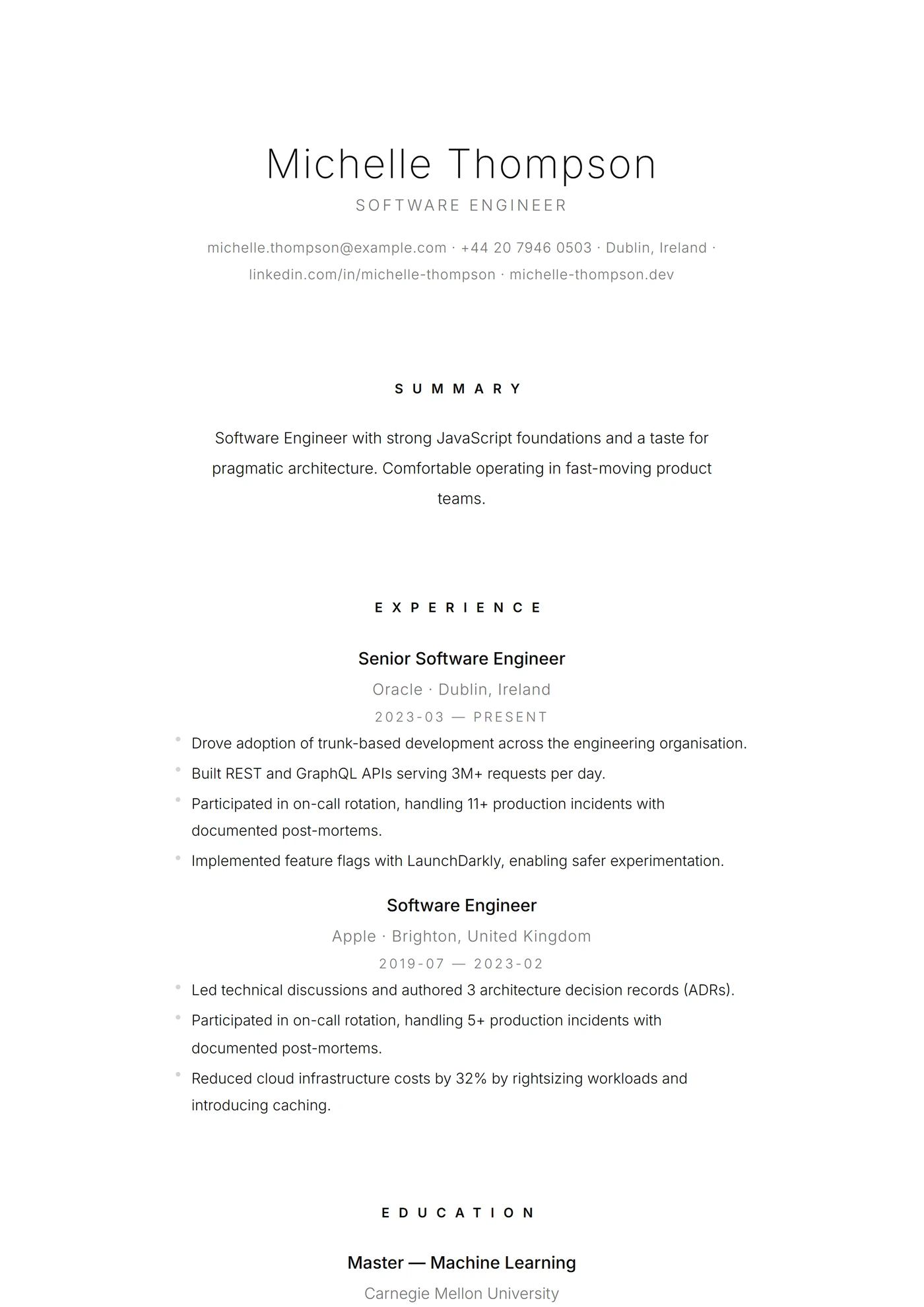 Minimal Air — Modèles de CV