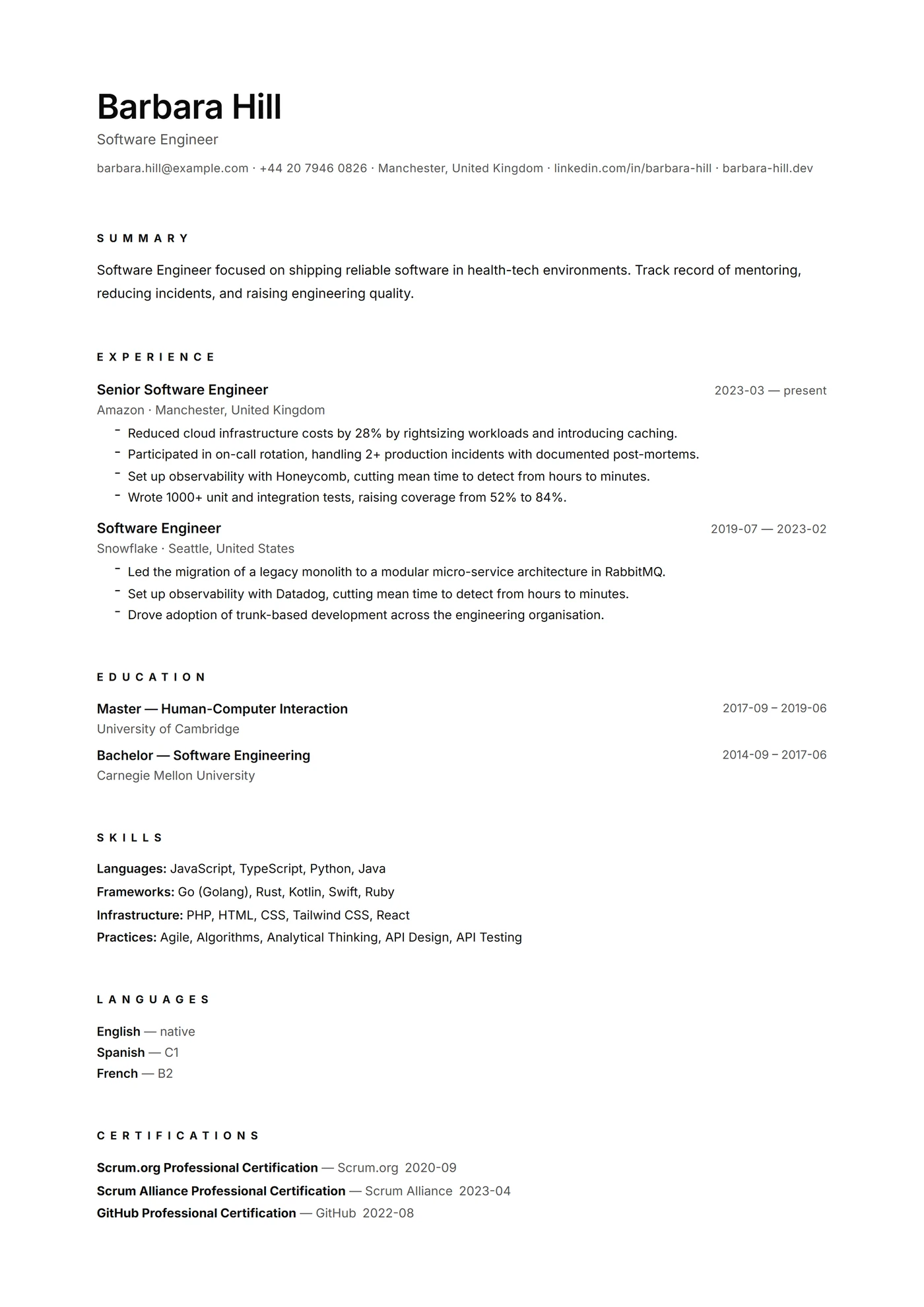 Minimal Microtypo — Modèles de CV