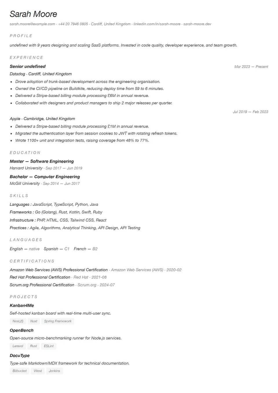Minimal — CV templates