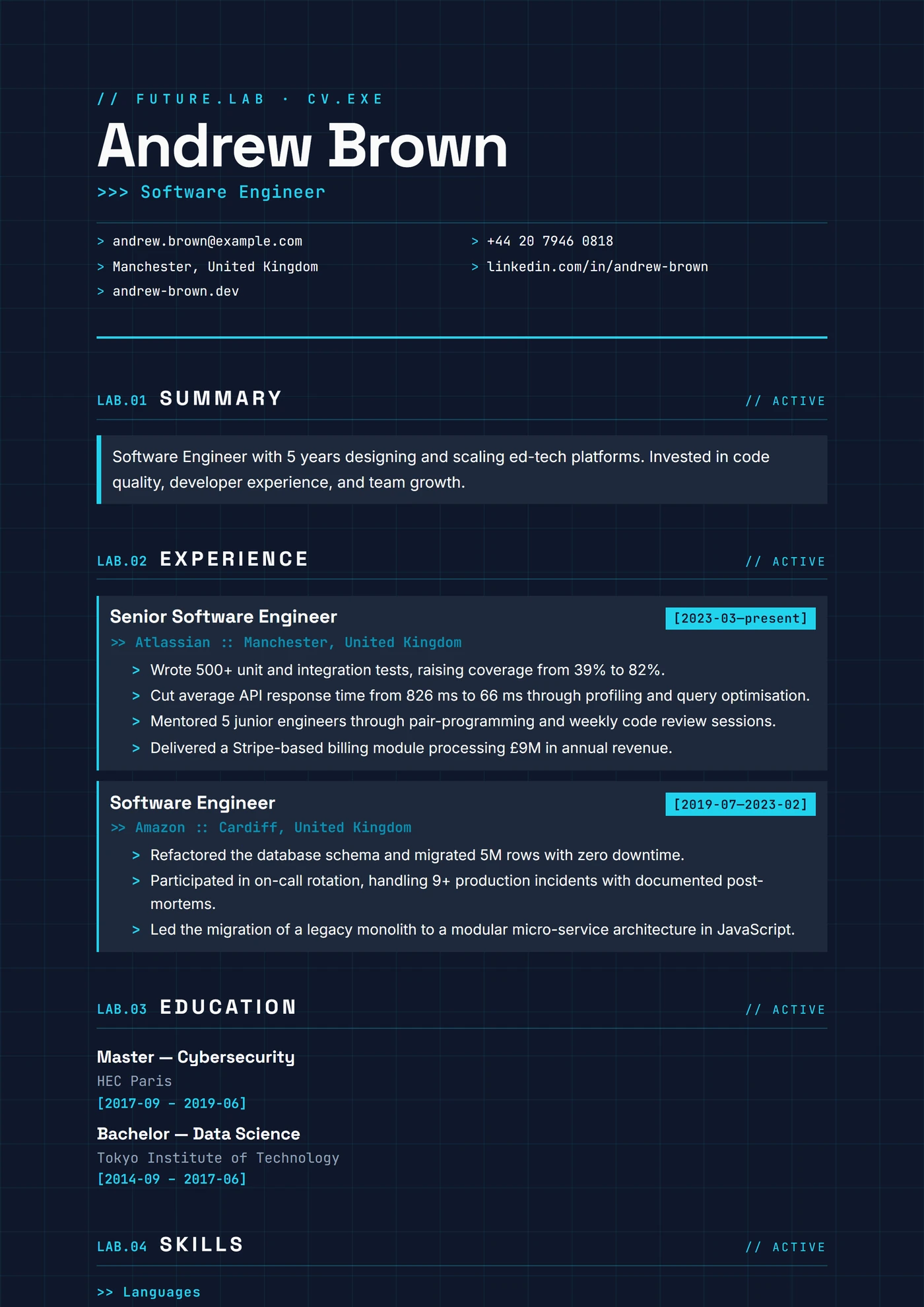 Moderne Future Lab — Modèles de CV