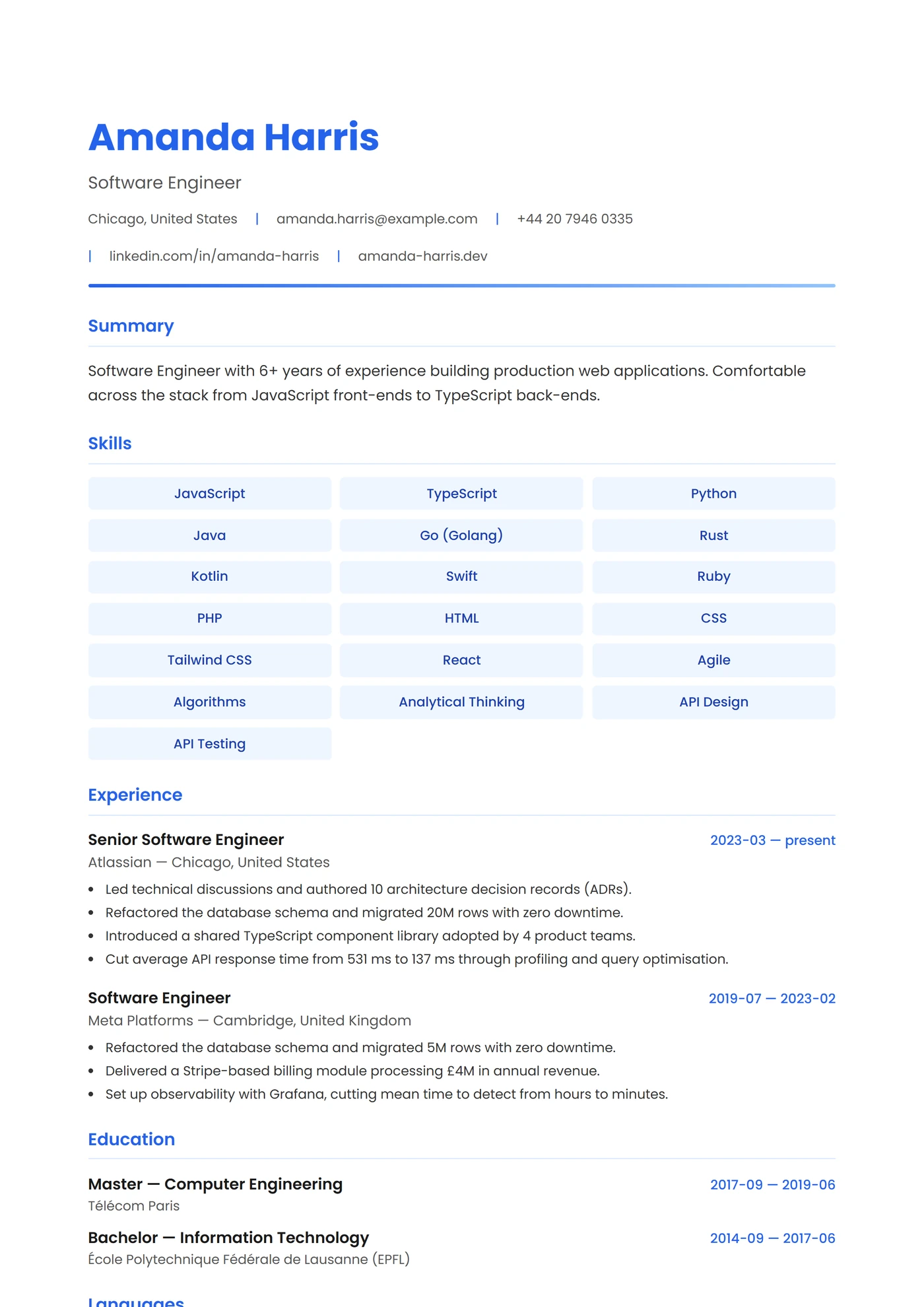 Pays-Bas Moderne — Modèles de CV