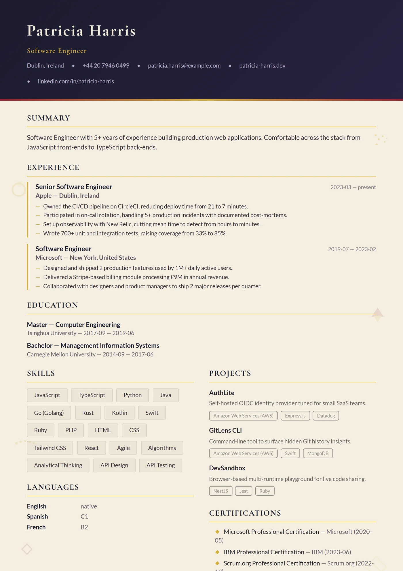 Métier — Bijoutier — Modèles de CV