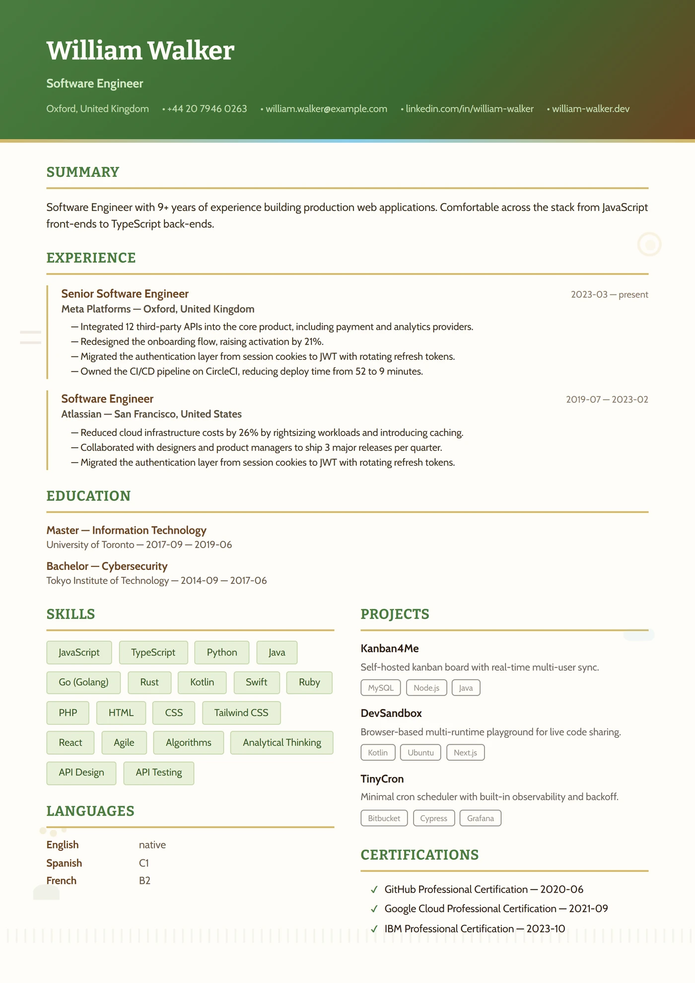 Métier — Élevage — Modèles de CV