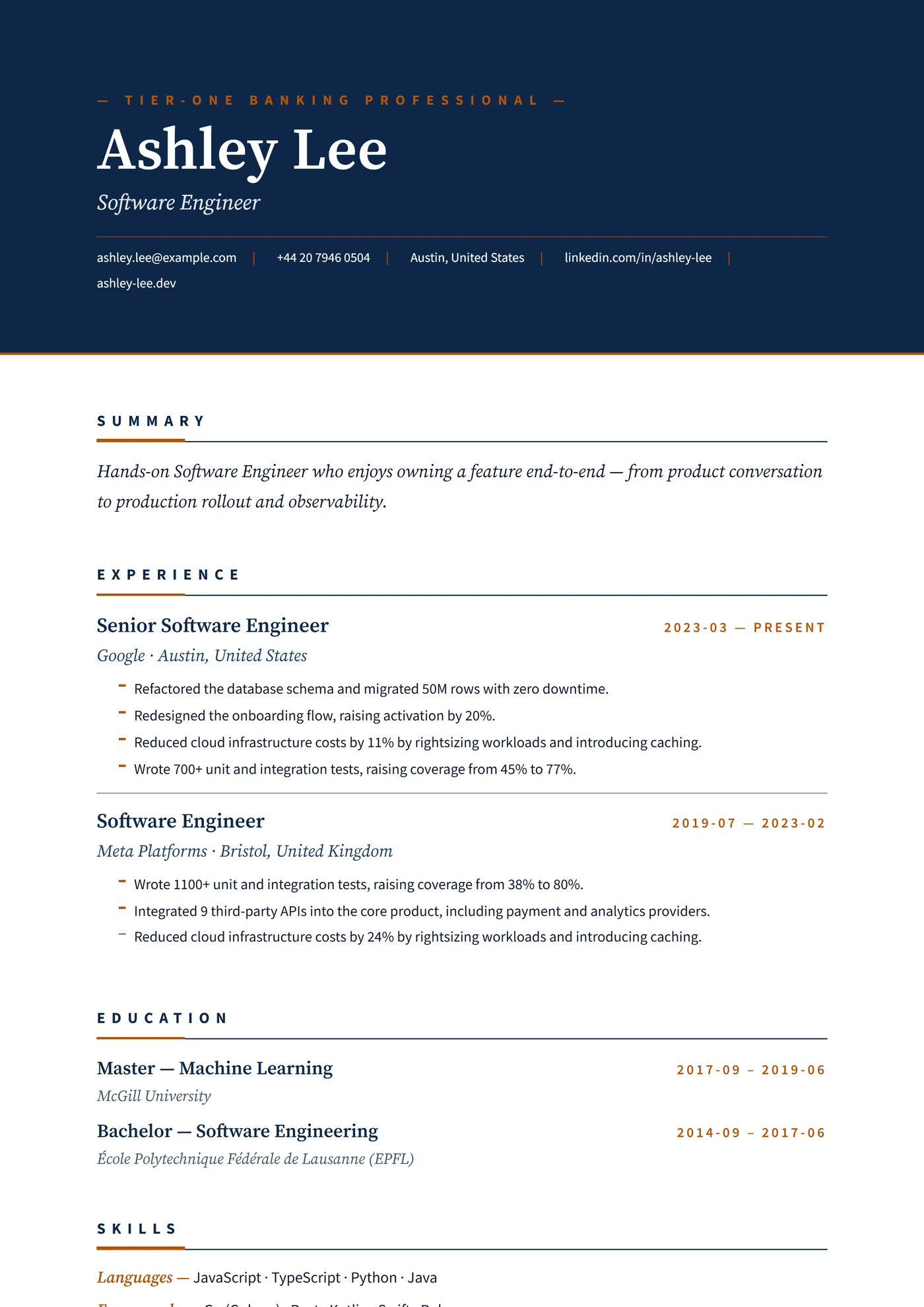 Banque de Premier Plan — Modèles de CV