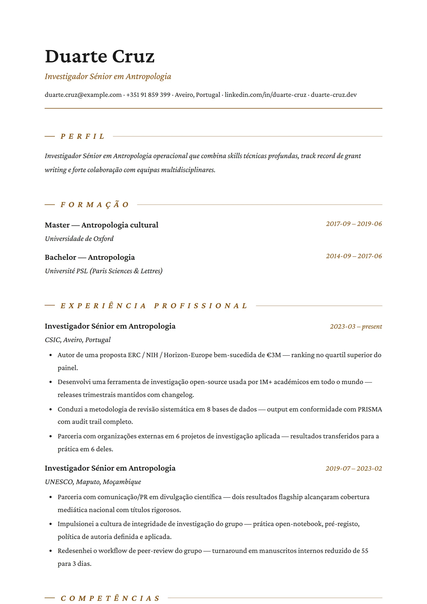 Antropologia — Modelos de currículo