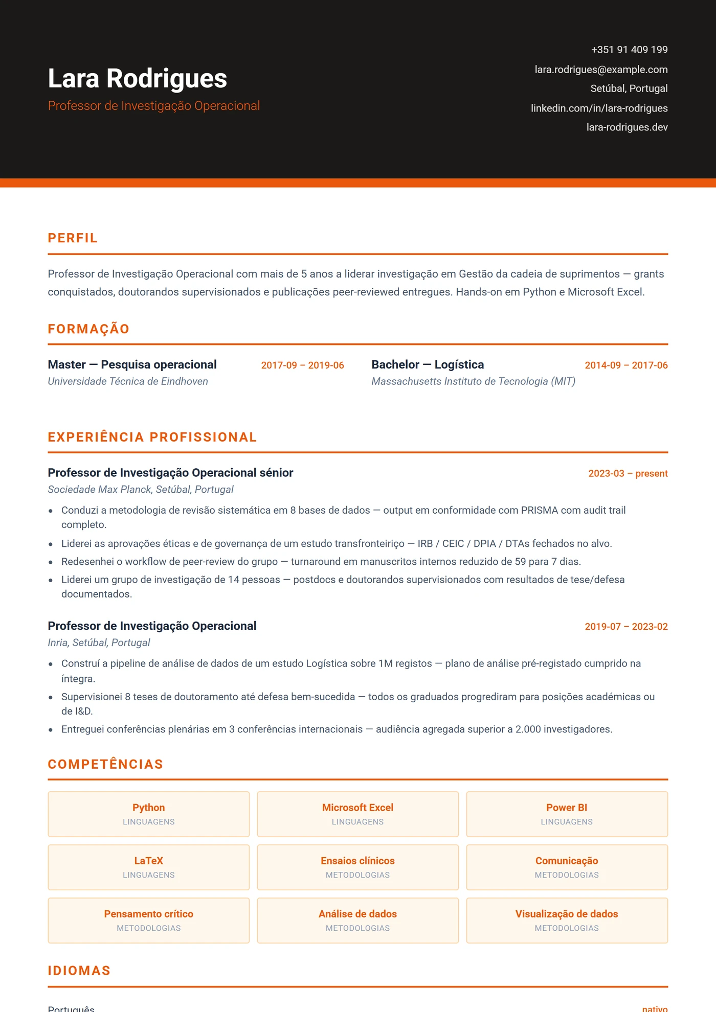 Supply Chain e Logística — Modelos de currículo
