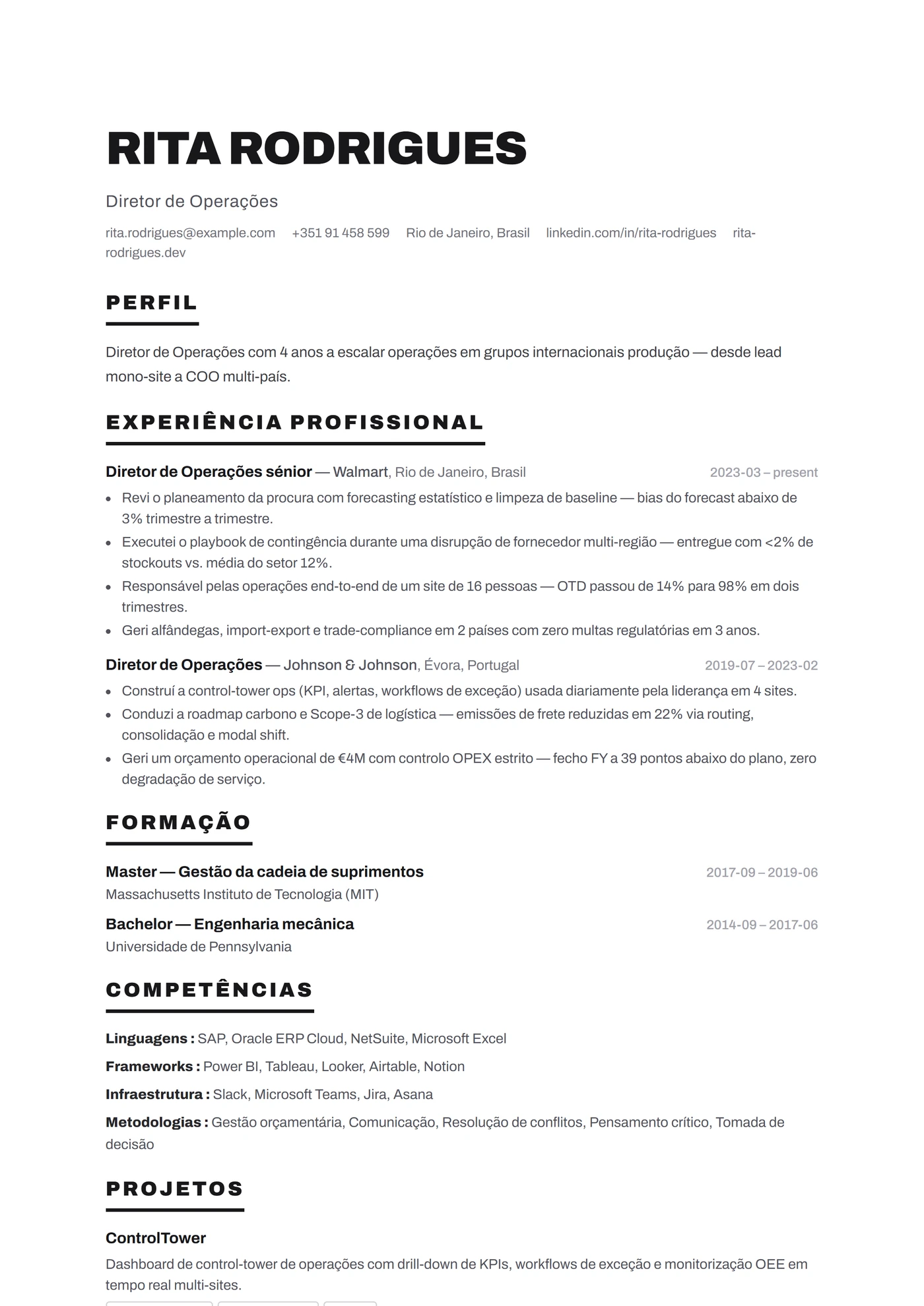 ATS Títulos Fortes — Modelos de currículo