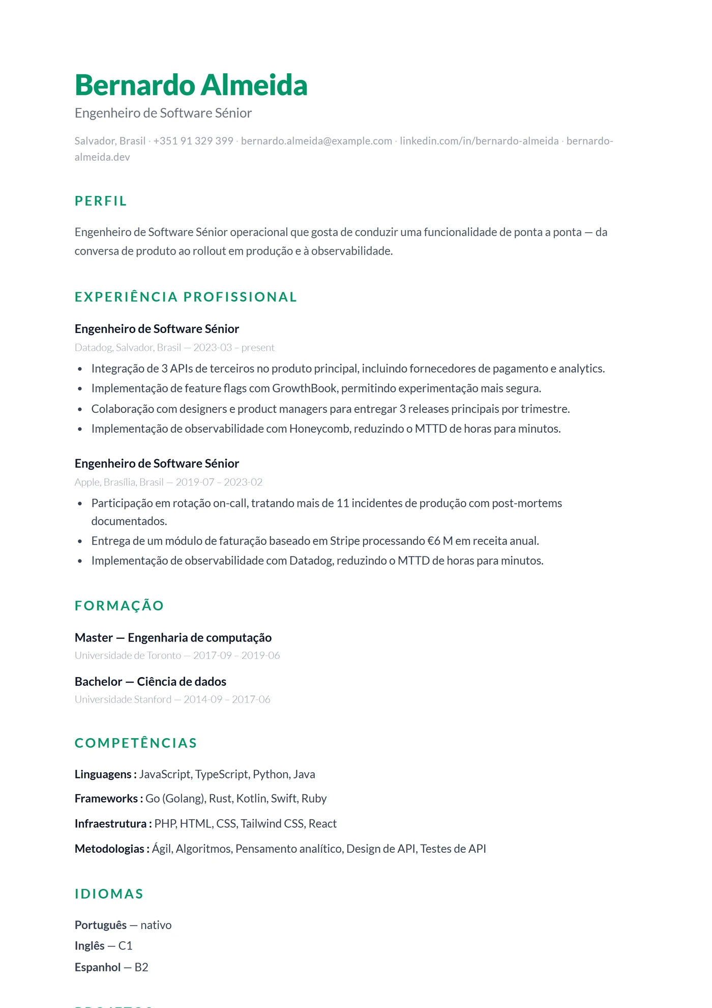 ATS Limpo — Modelos de currículo