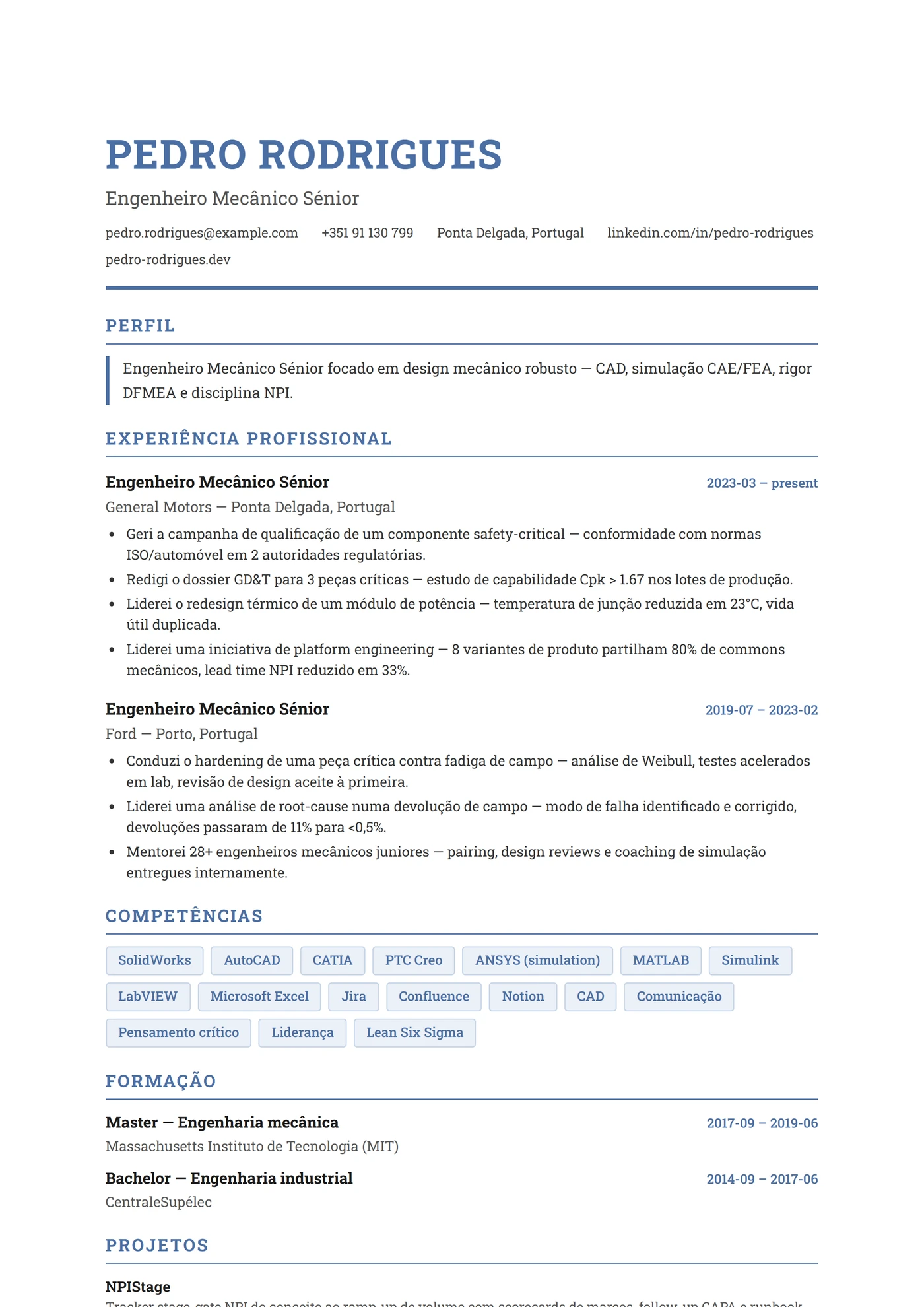 ATS Engenheiro — Modelos de currículo