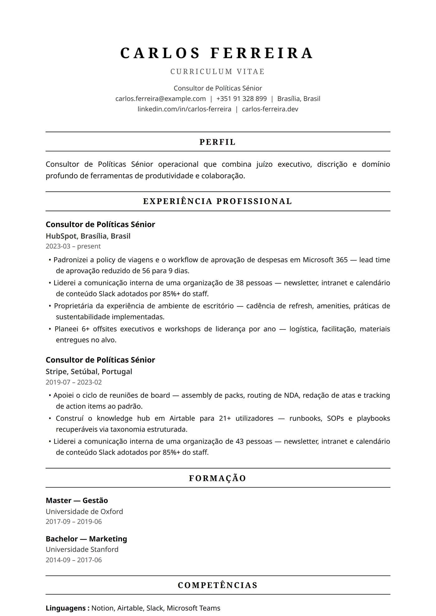 ATS Federal — Modelos de currículo
