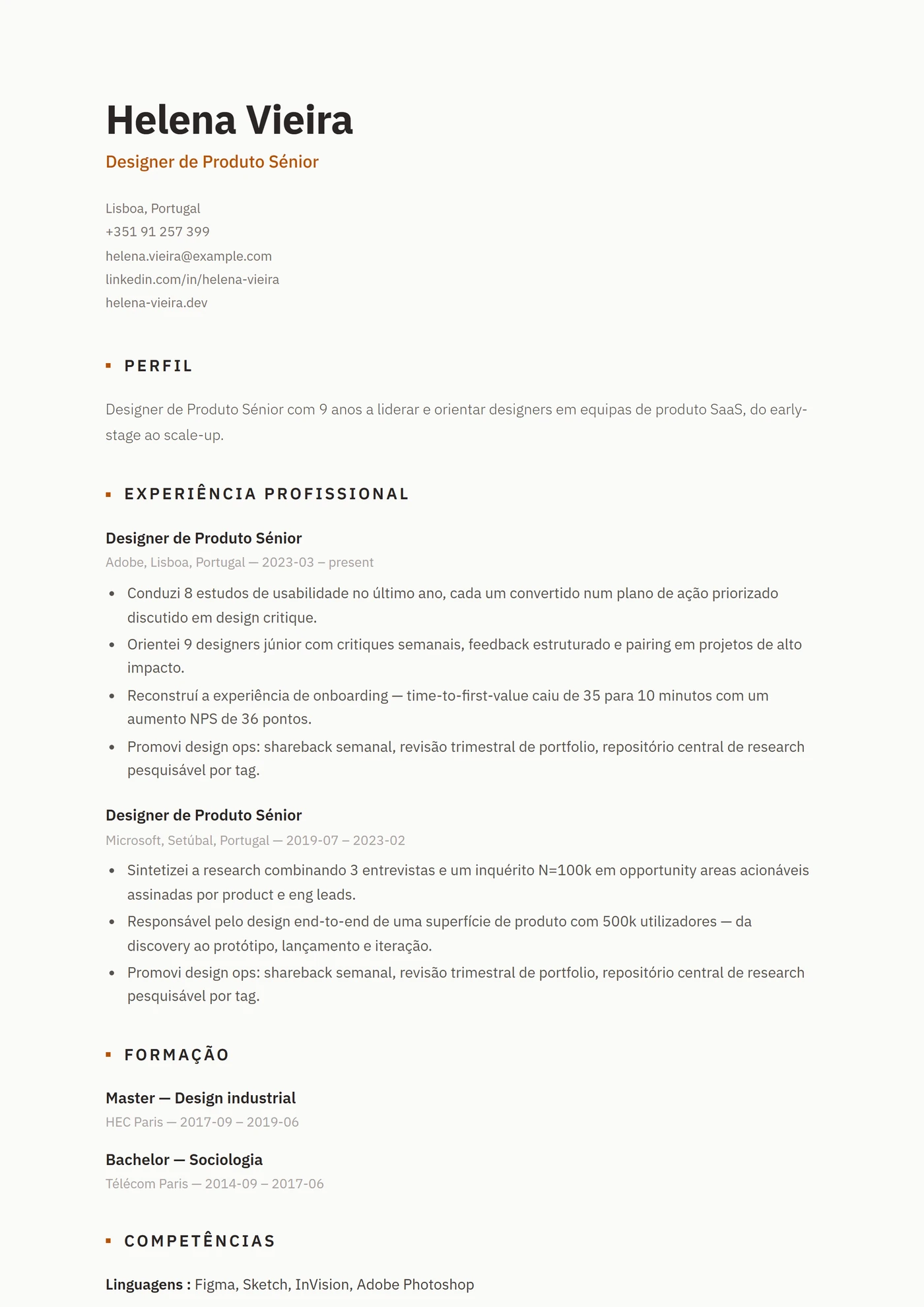 ATS Nórdico — Modelos de currículo