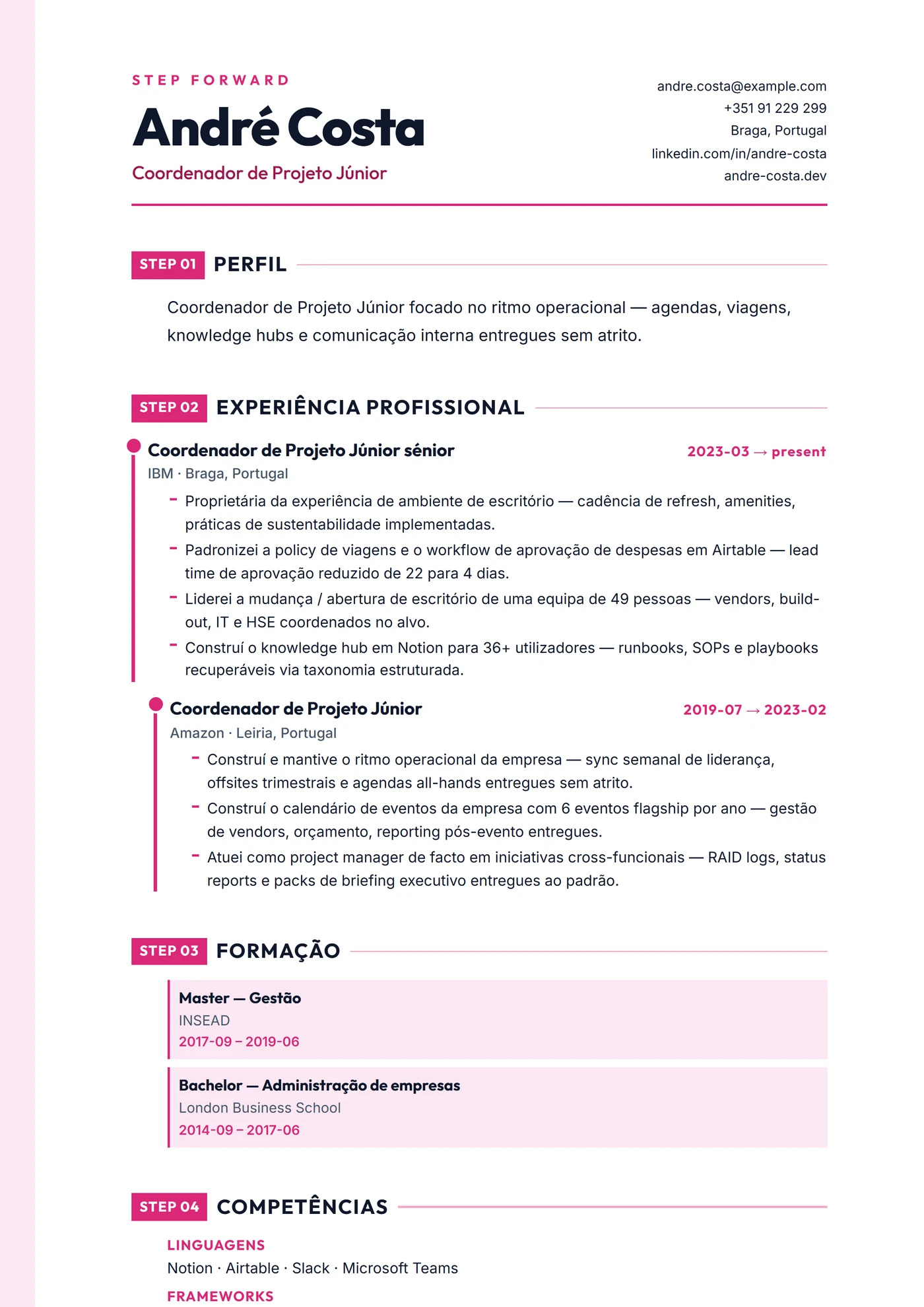 ATS Escada — Modelos de currículo
