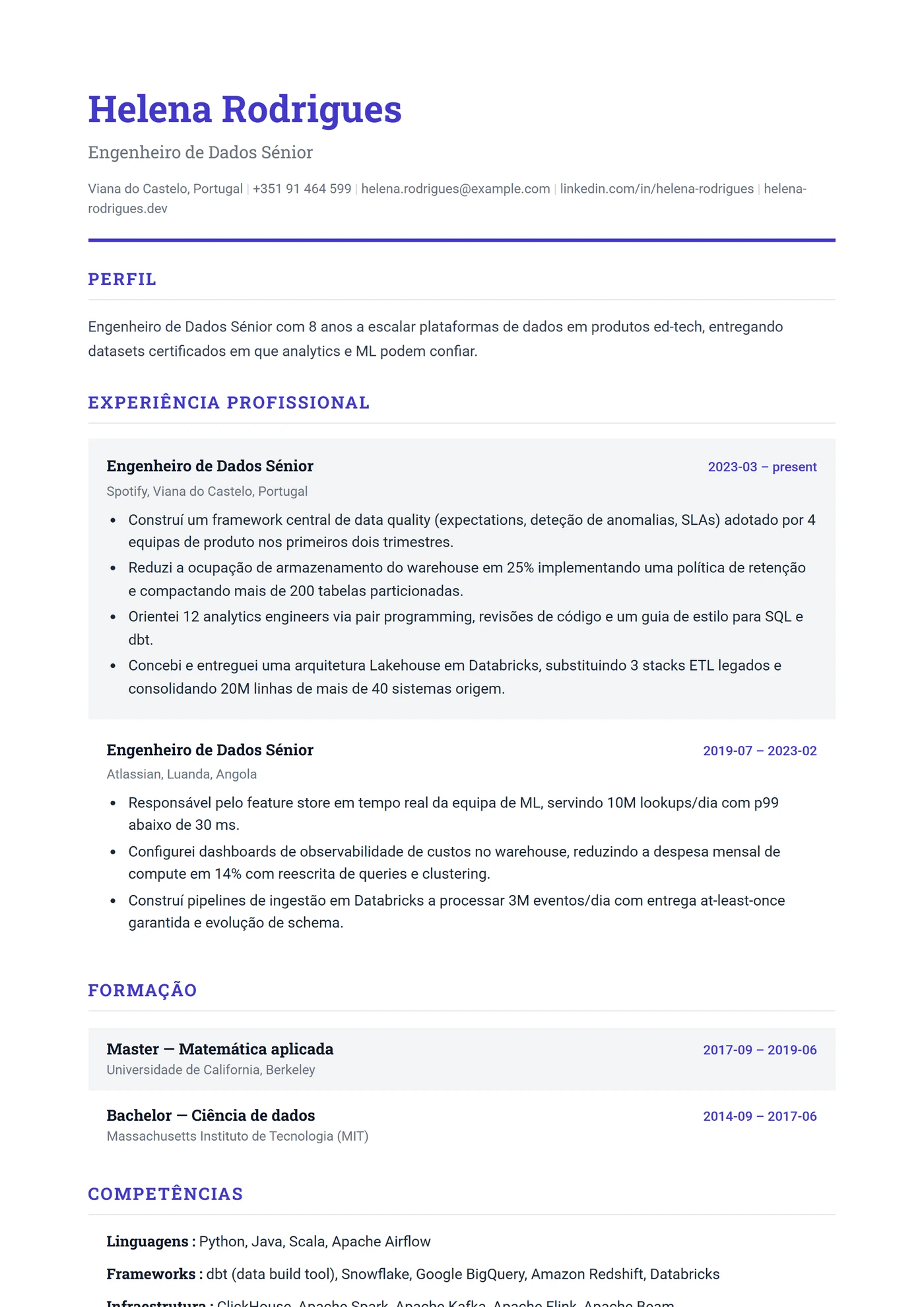 ATS Estruturado — Modelos de currículo