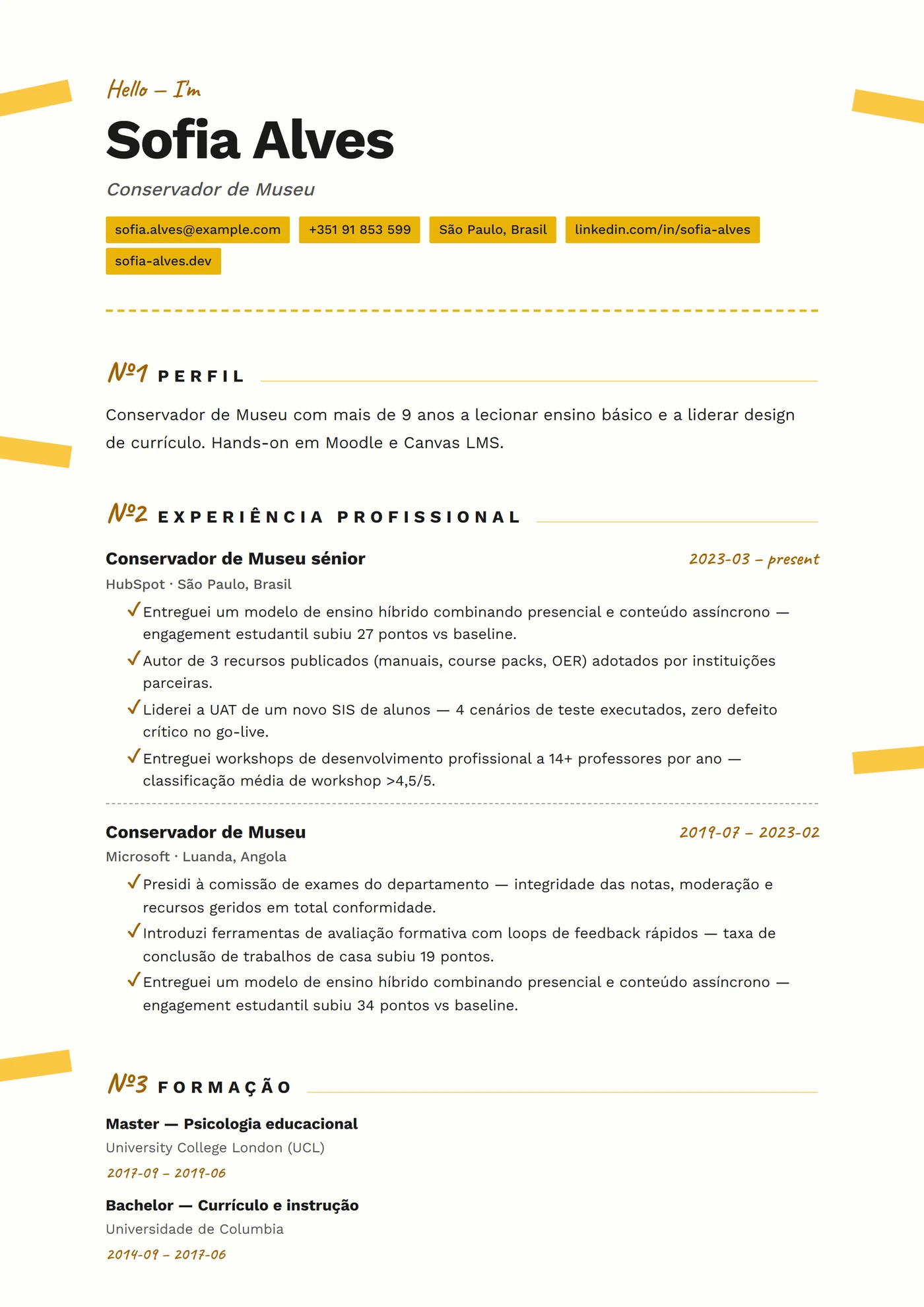 ATS Fita Adesiva — Modelos de currículo