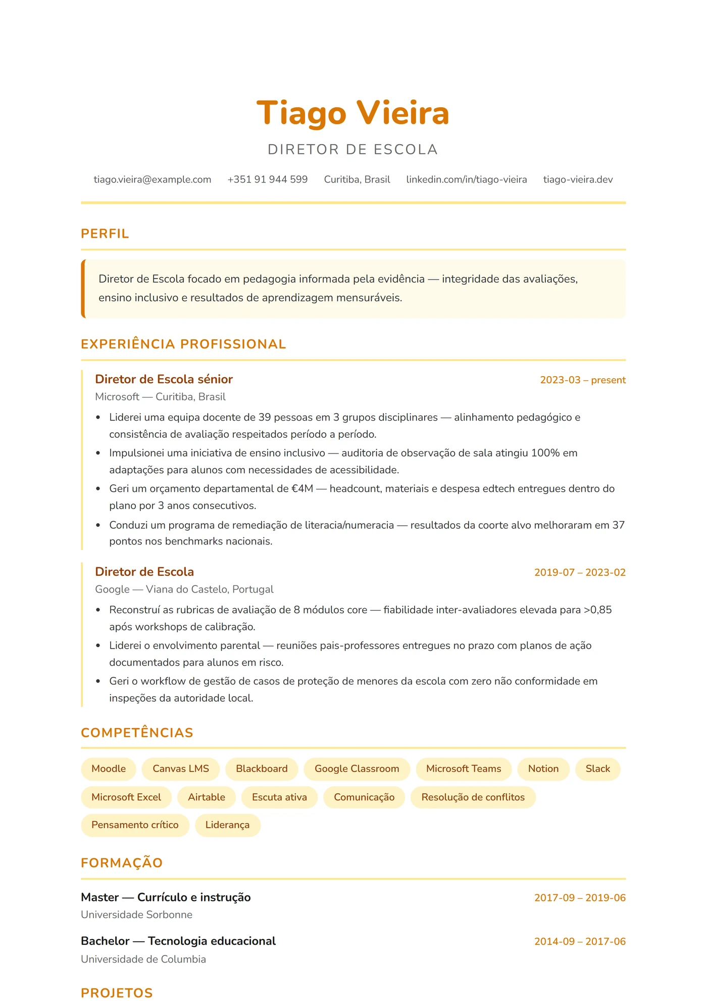 ATS Professor — Modelos de currículo