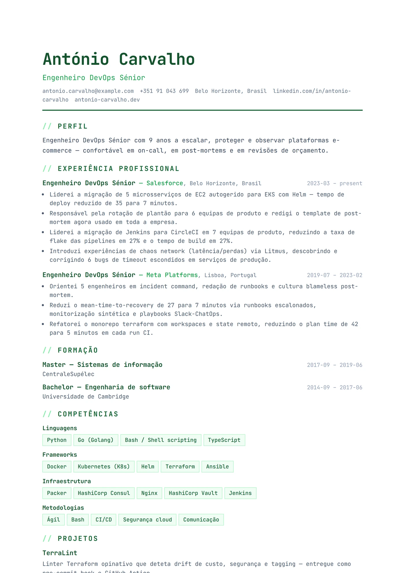 ATS Tech Stack — Modelos de currículo