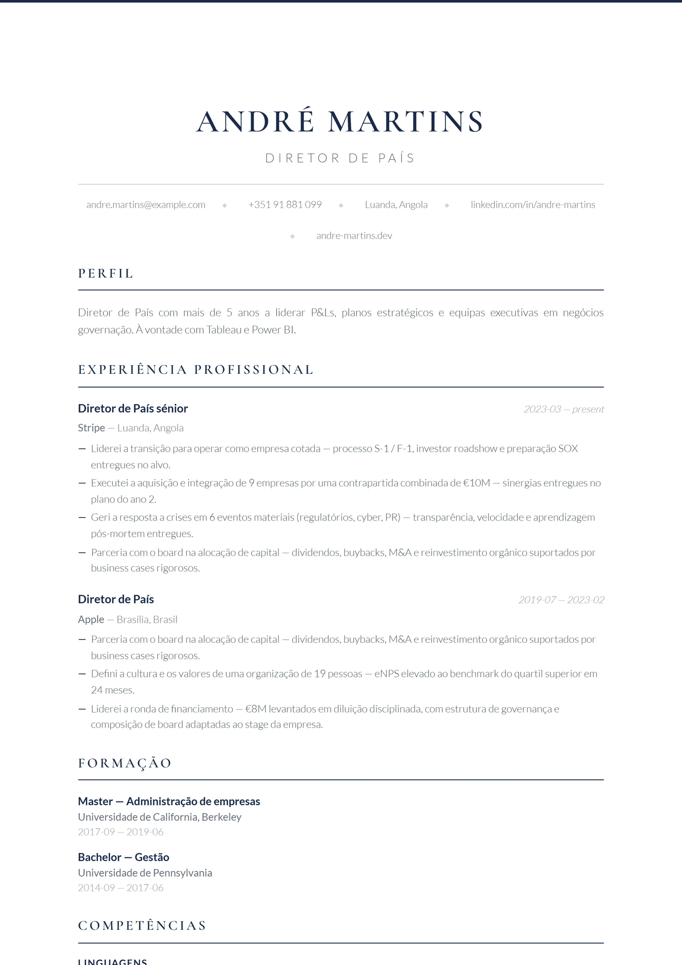 Corporate — Modelos de currículo