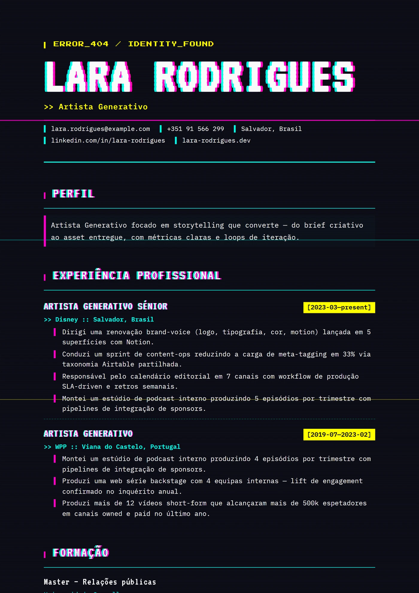 Arte Glitch — Modelos de currículo