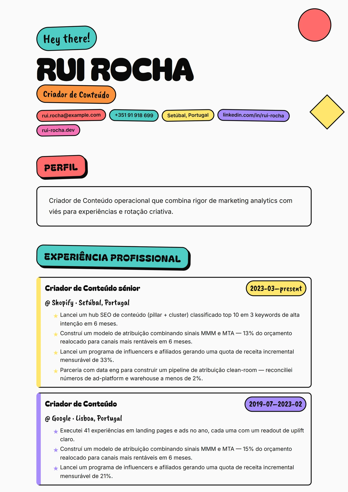 Pack de Autocolantes — Modelos de currículo
