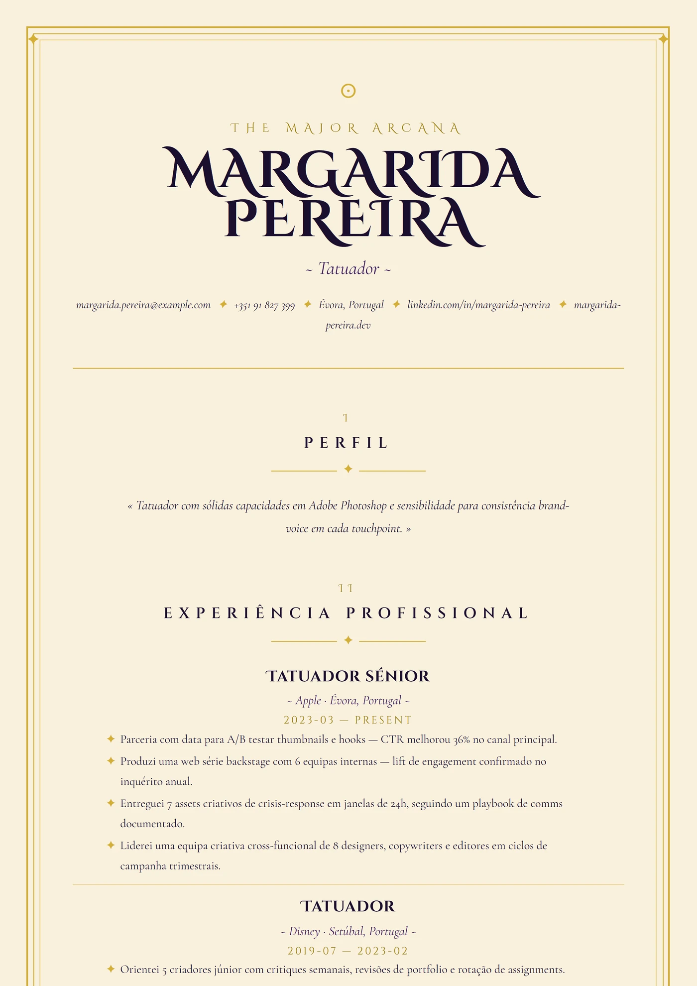Carta de Tarô — Modelos de currículo