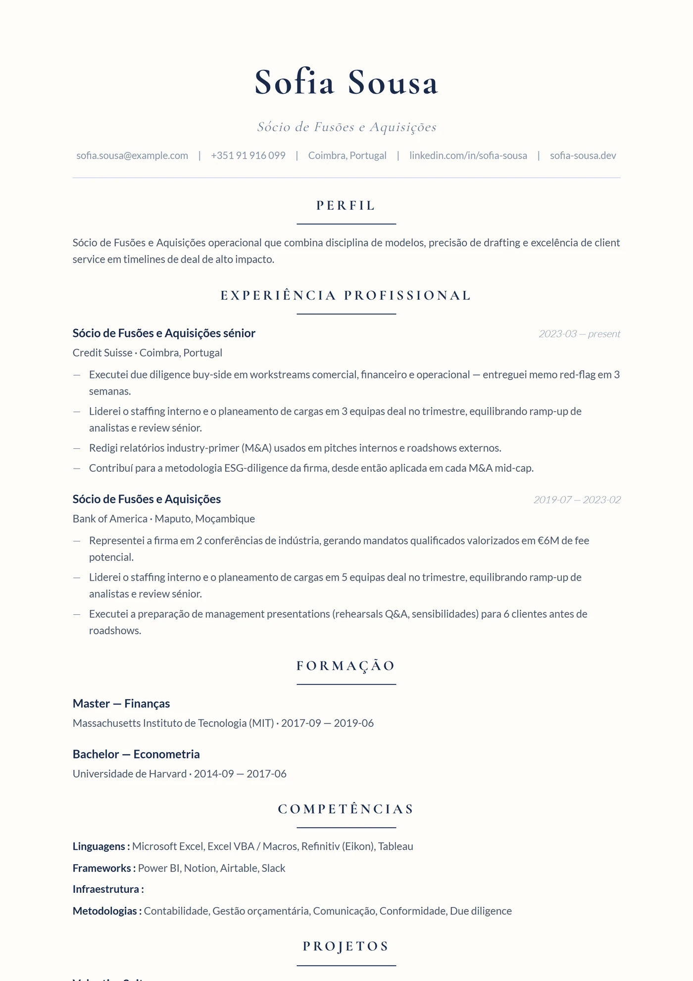 Serif Elegante — Modelos de currículo
