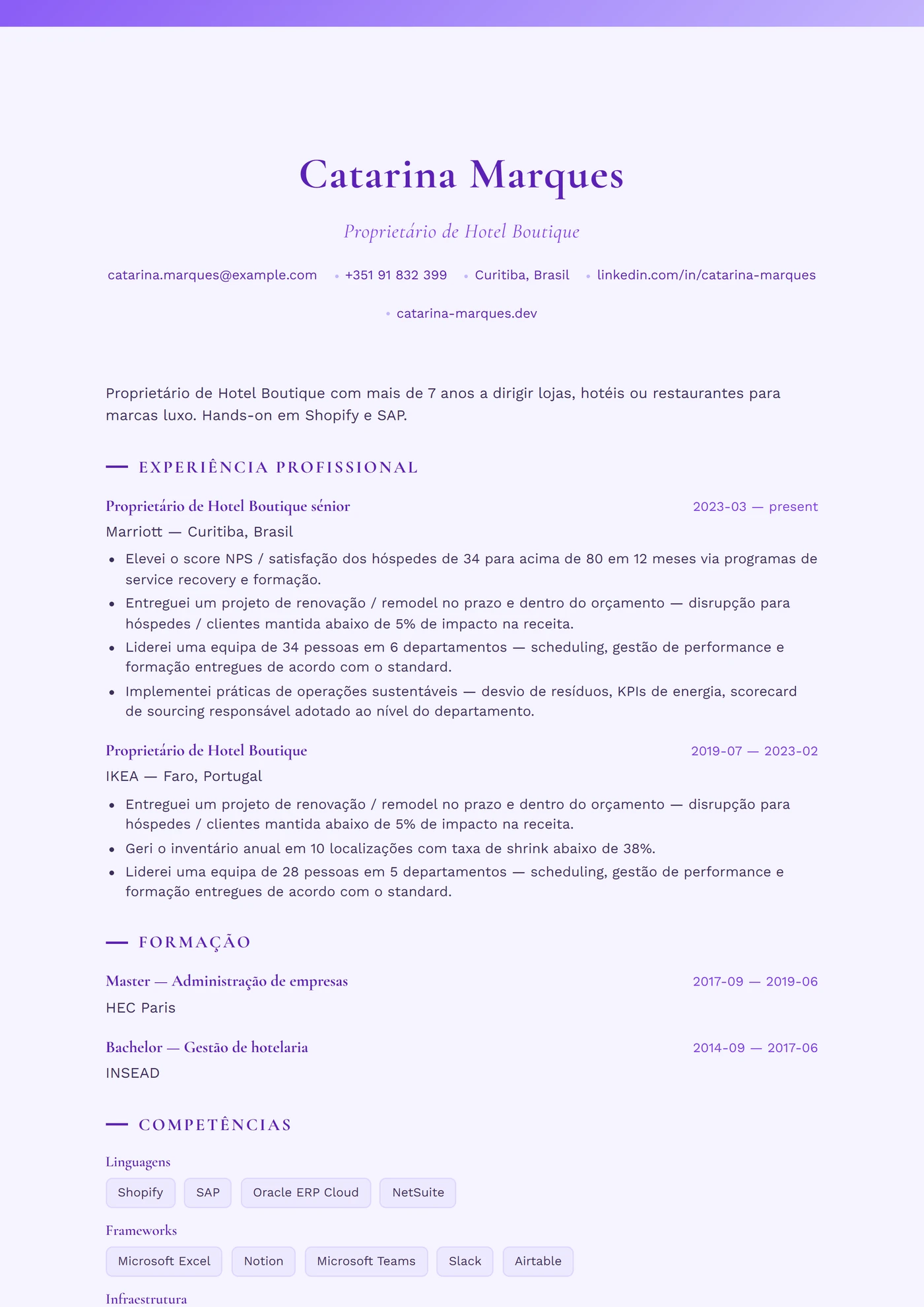 Lavanda Provença — Modelos de currículo