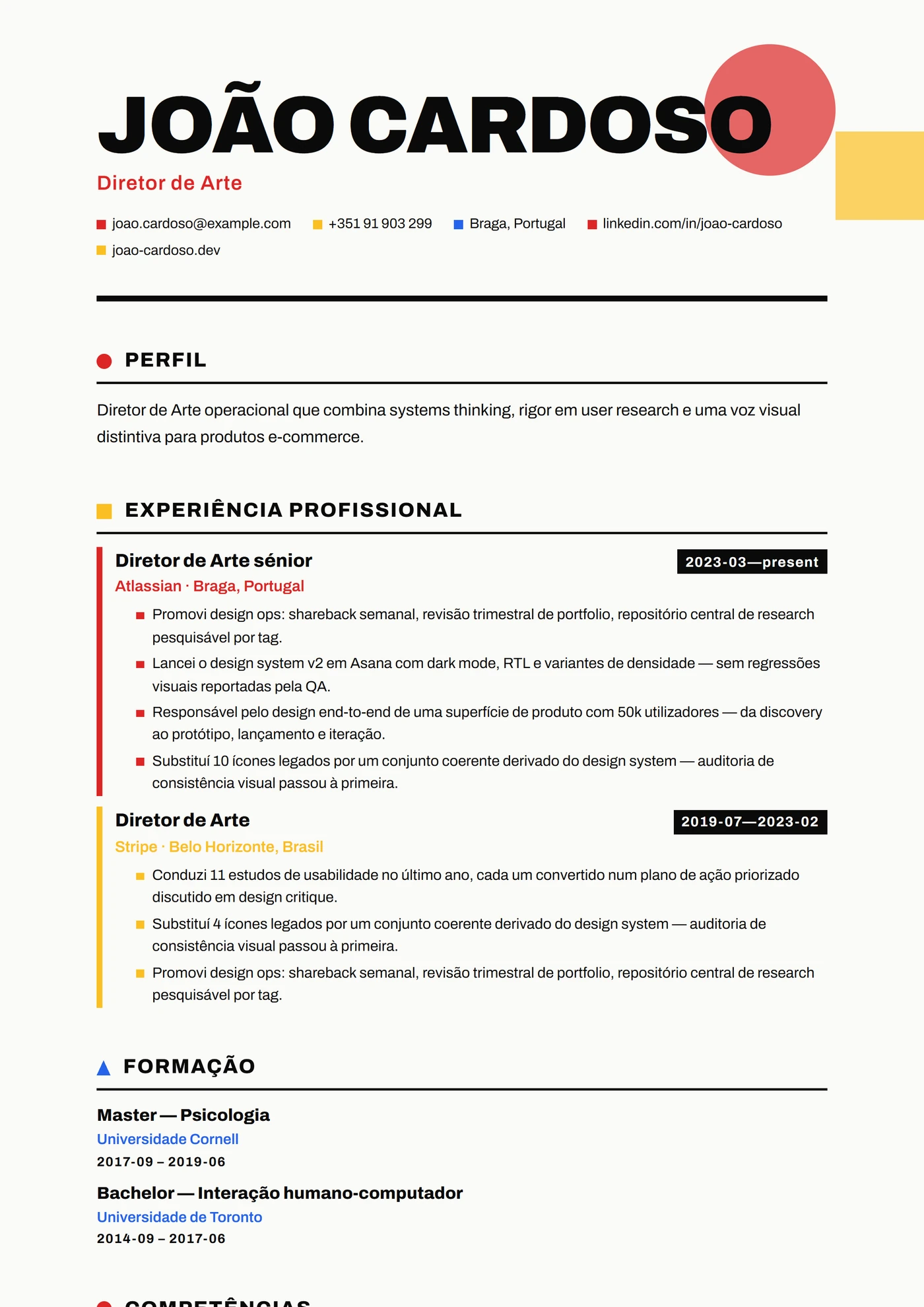 Moderno Bauhaus — Modelos de currículo