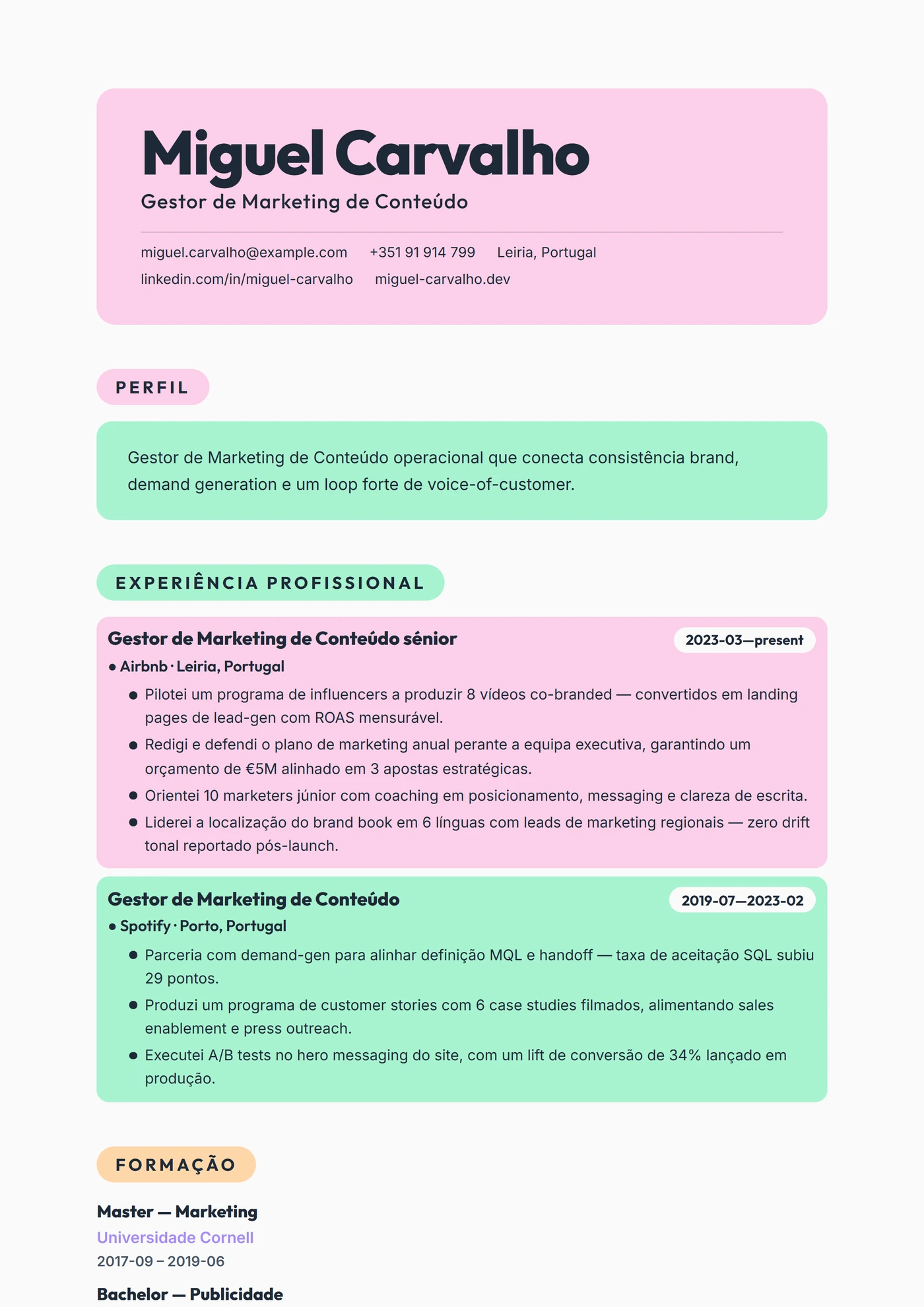 Moderno Blocos Pastel — Modelos de currículo