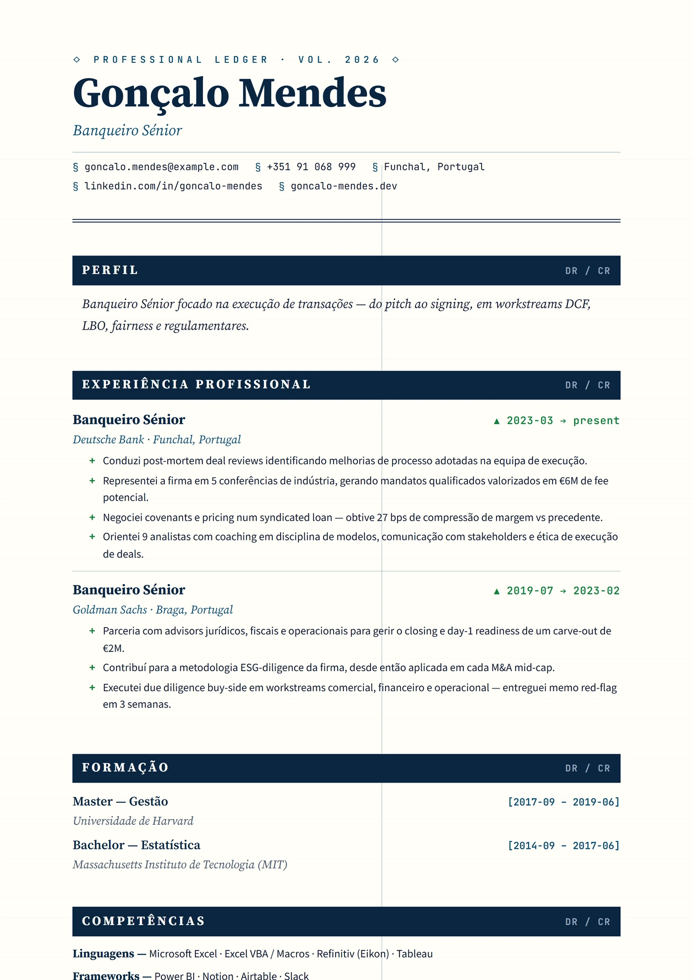 Livro-Razão Bancário — Modelos de currículo