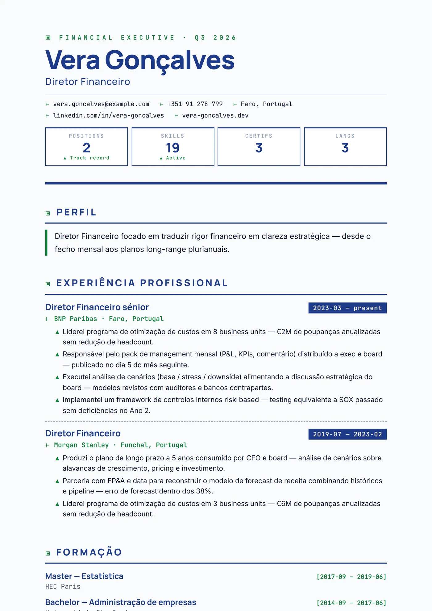 Balanço CFO — Modelos de currículo