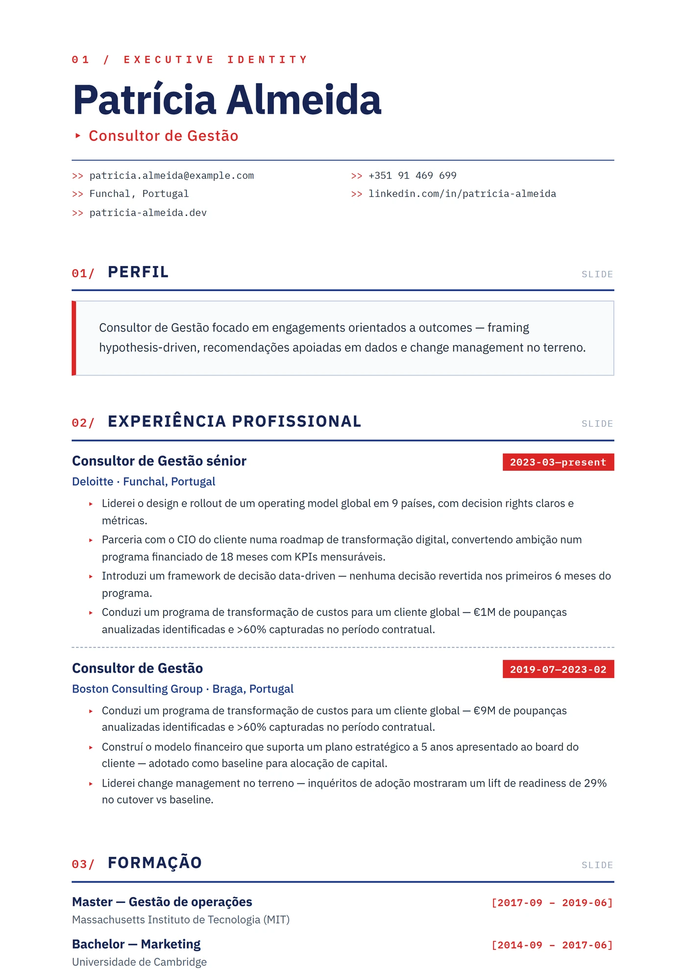 Deck de Consultoria — Modelos de currículo