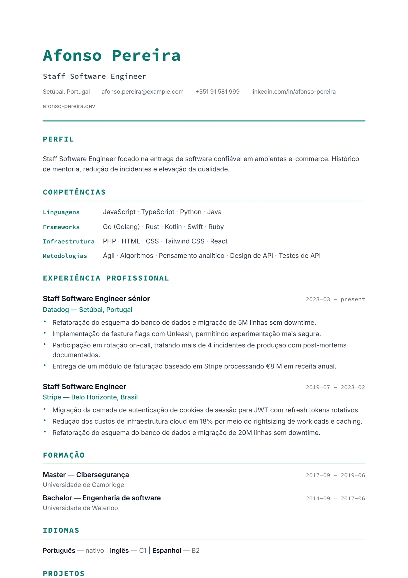 EUA Tech — Modelos de currículo