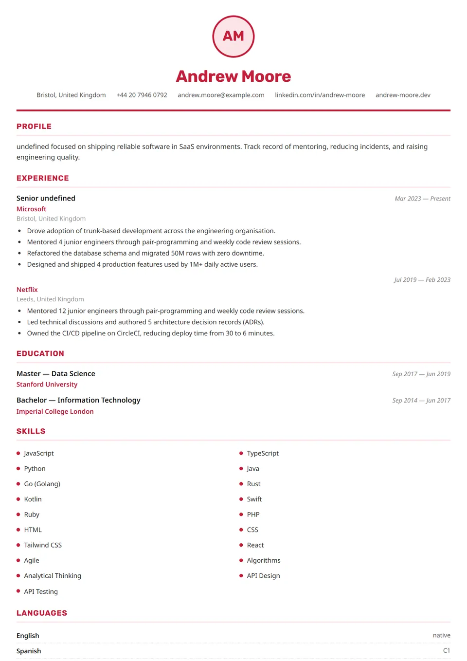 España — Plantillas de CV