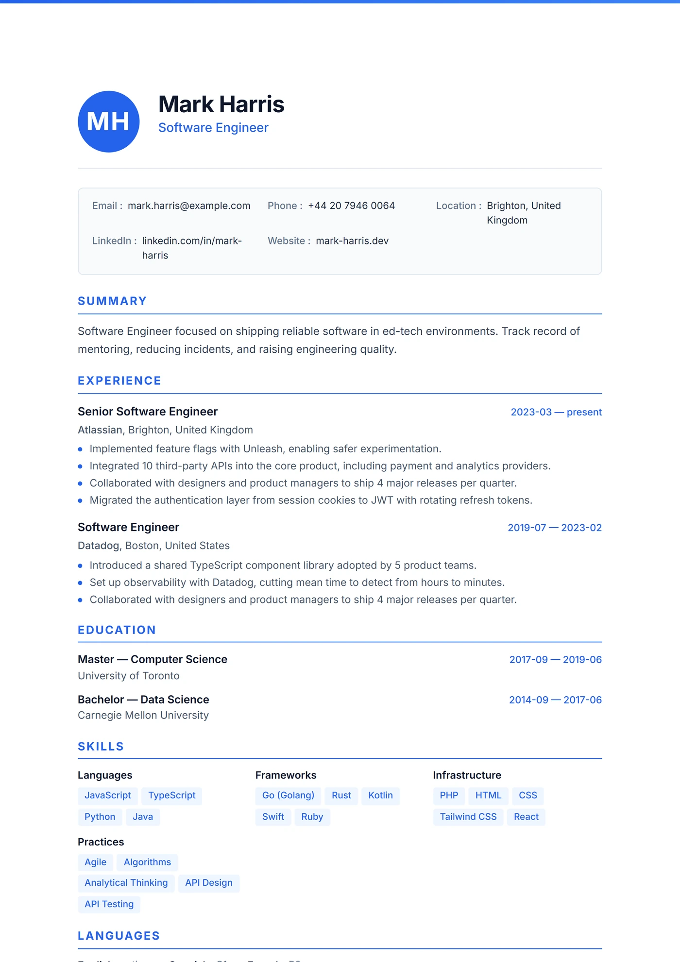 Suisse Moderne — Modèles de CV